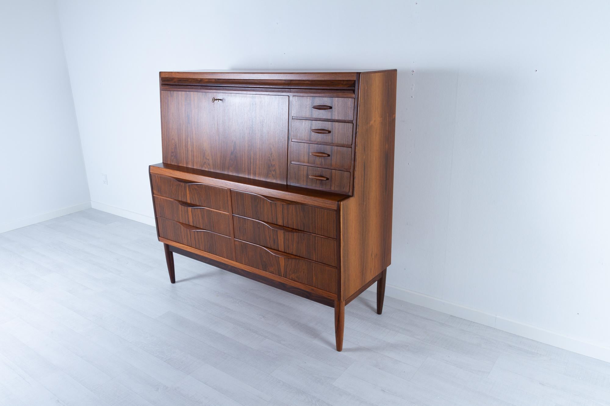 Mid-Century Modern Vintage Danish Rosewood Secretaire by Erling Torvits 1960s