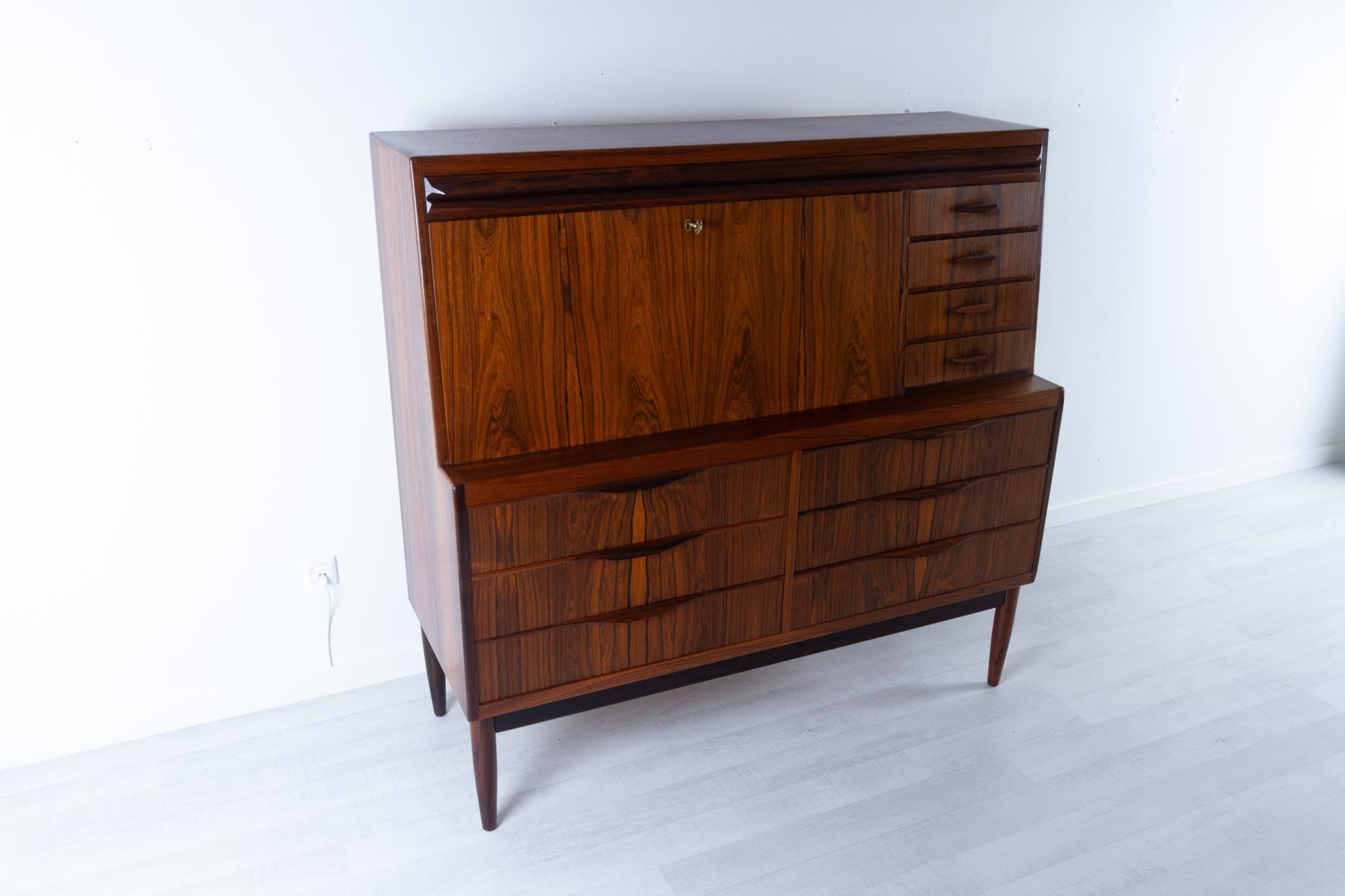 Vintage Danish Rosewood Secretaire by Erling Torvits 1960s In Good Condition In Asaa, DK