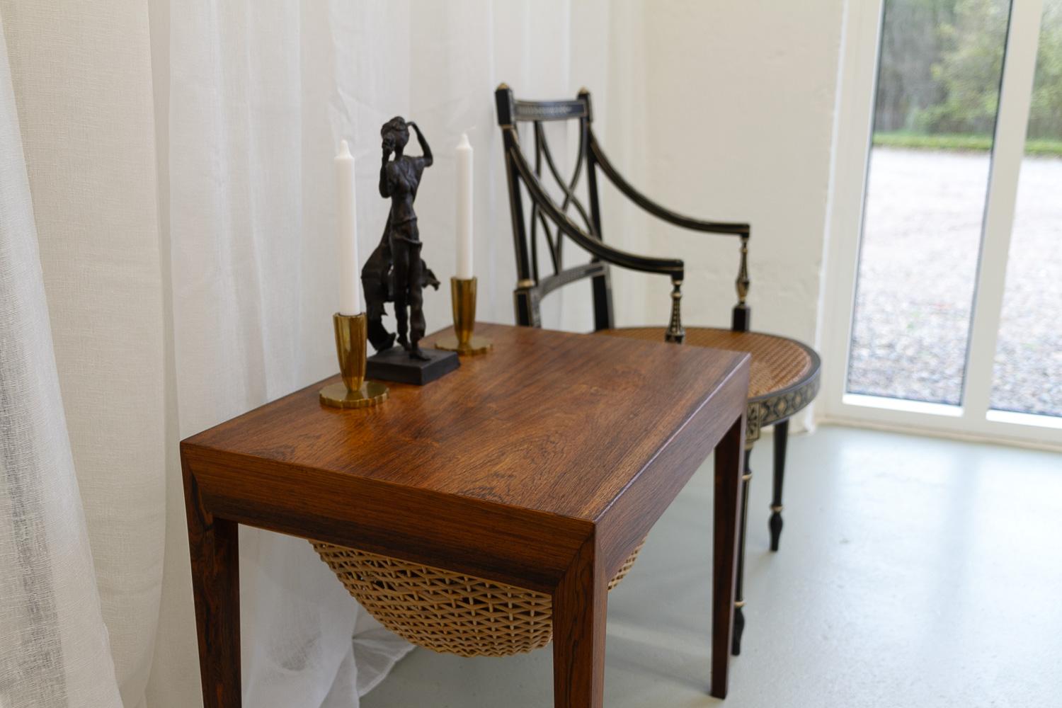 Vintage Danish Rosewood Sewing Table by Severin Hansen for Haslev, 1960s. For Sale 9