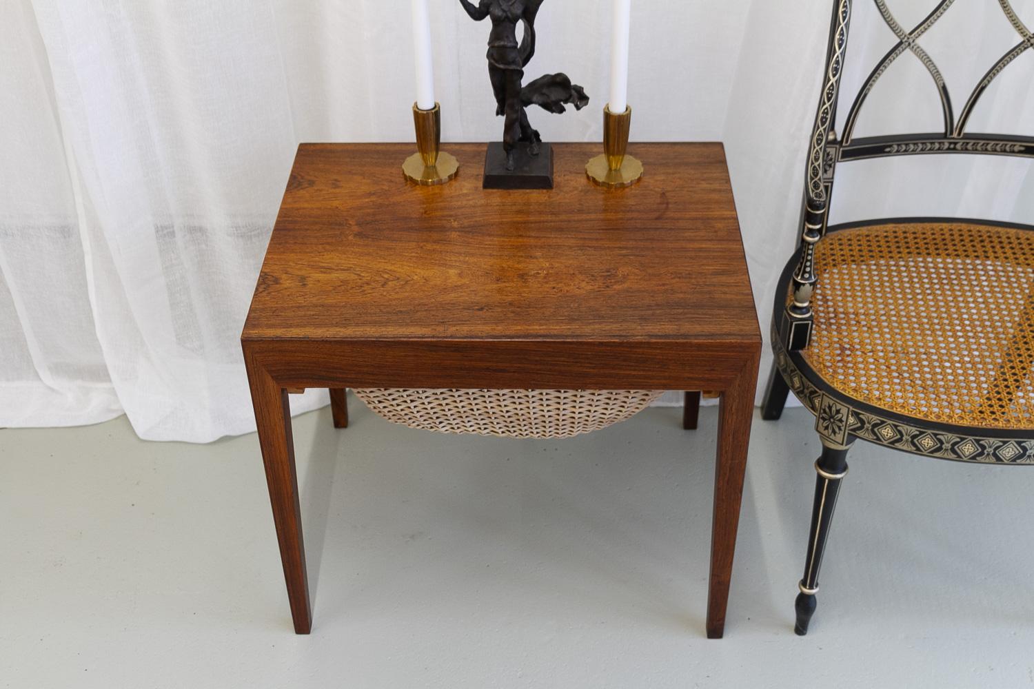 Vintage Danish Rosewood Sewing Table by Severin Hansen for Haslev, 1960s. For Sale 11