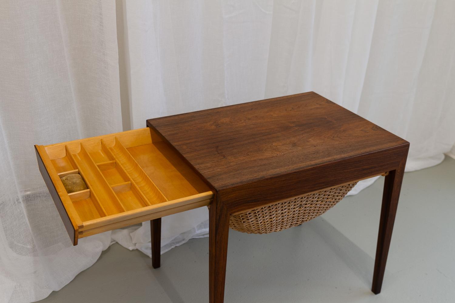 Vintage Danish Rosewood Sewing Table by Severin Hansen for Haslev, 1960s. For Sale 1