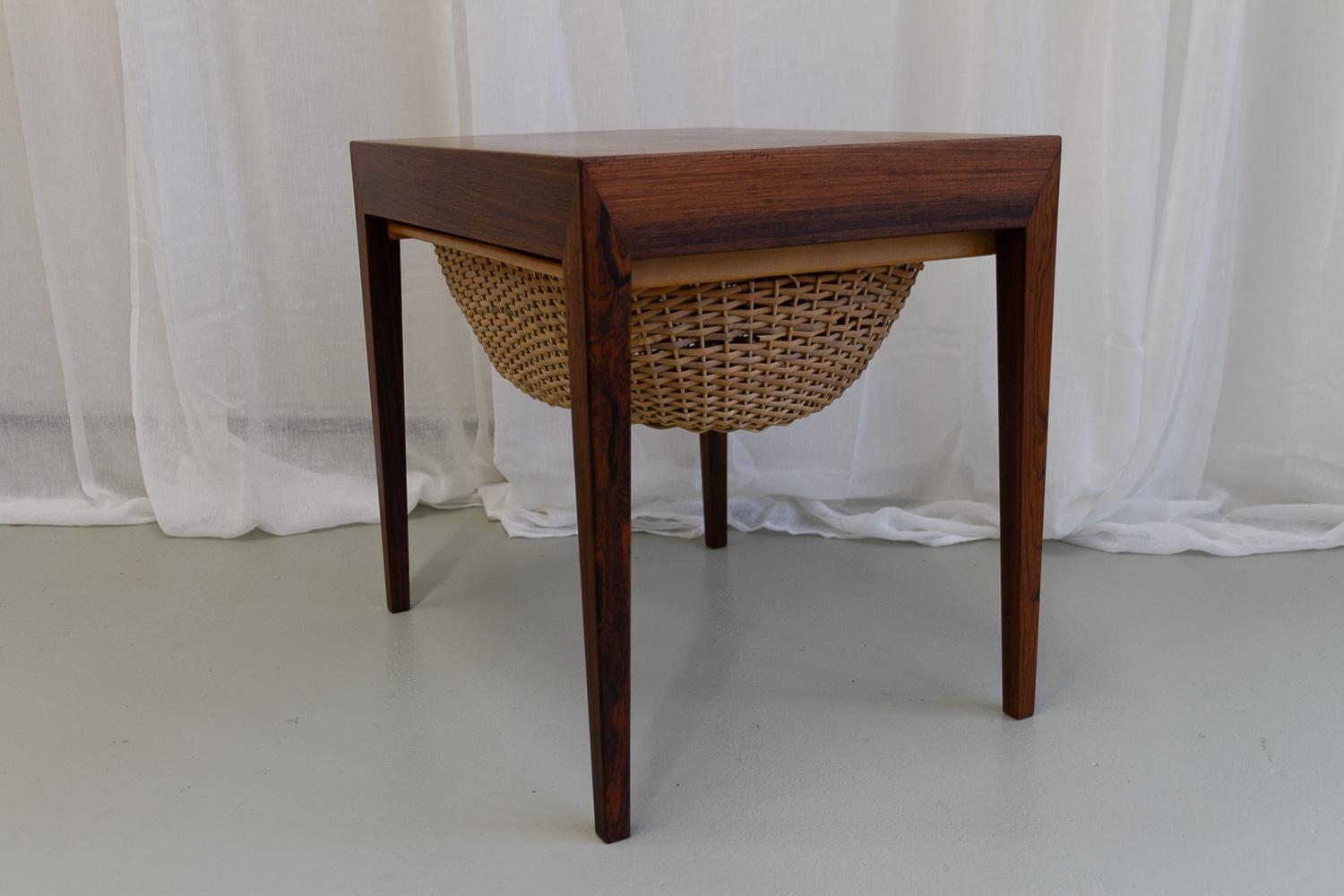 Vintage Danish Rosewood Sewing Table by Severin Hansen for Haslev, 1960s. For Sale 2