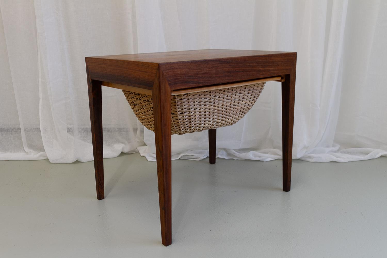 Vintage Danish Rosewood Sewing Table by Severin Hansen for Haslev, 1960s. For Sale 3