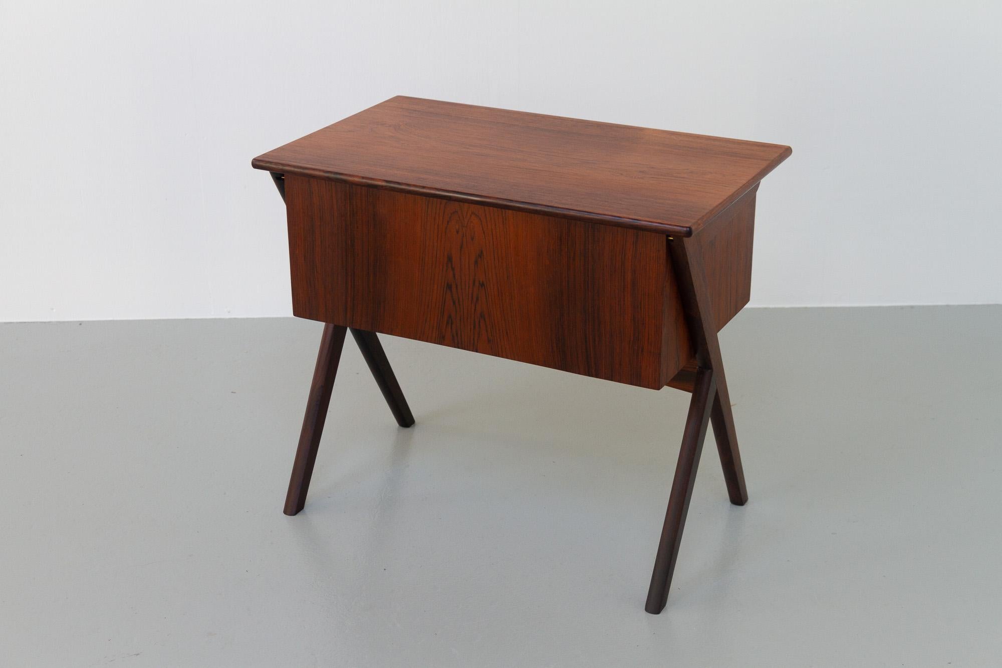 Vintage Danish Rosewood Sewing Table with Tilting Drawer, 1960s 6