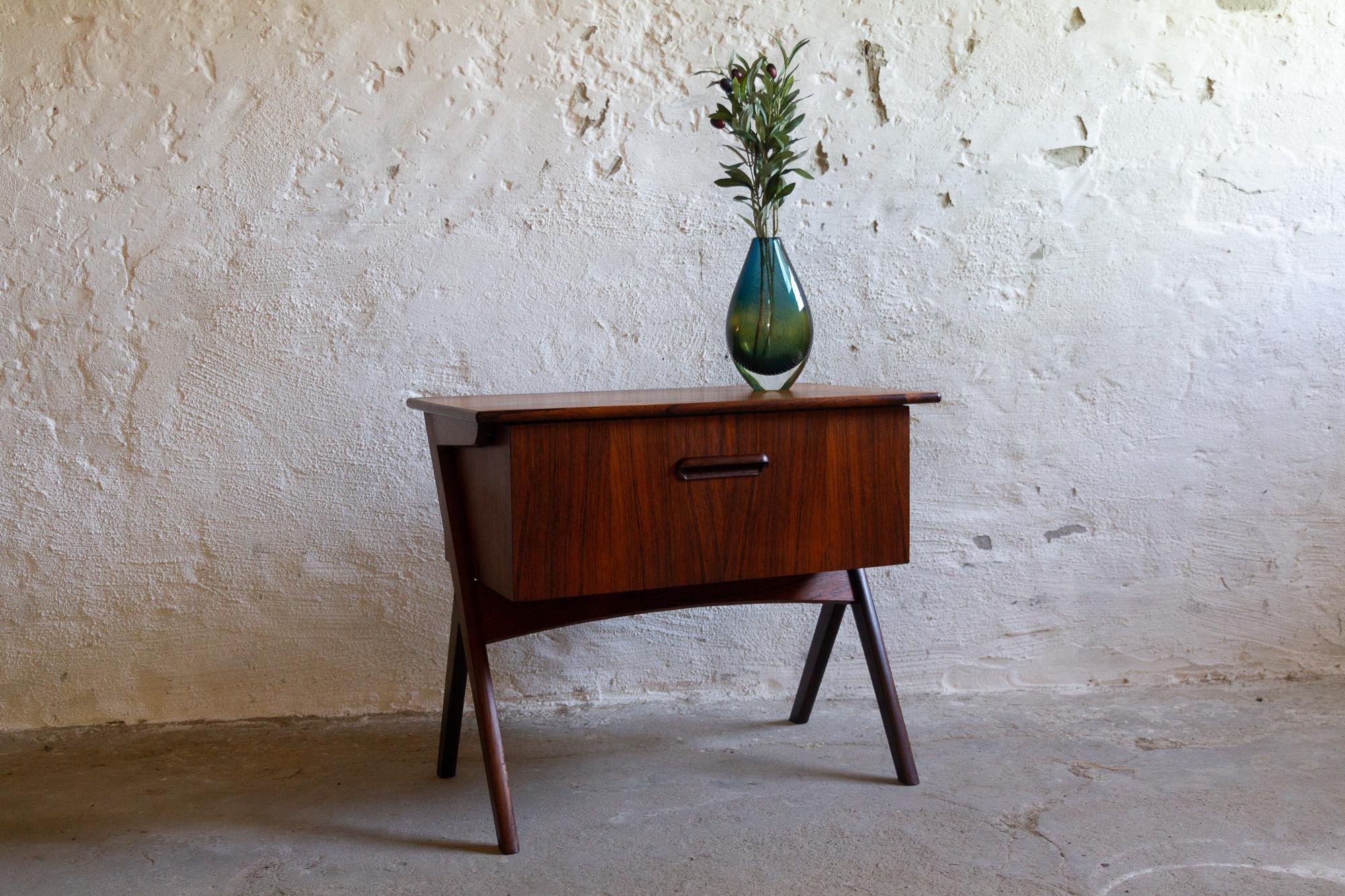 Vintage Danish Rosewood Sewing Table with Tilting Drawer, 1960s 13