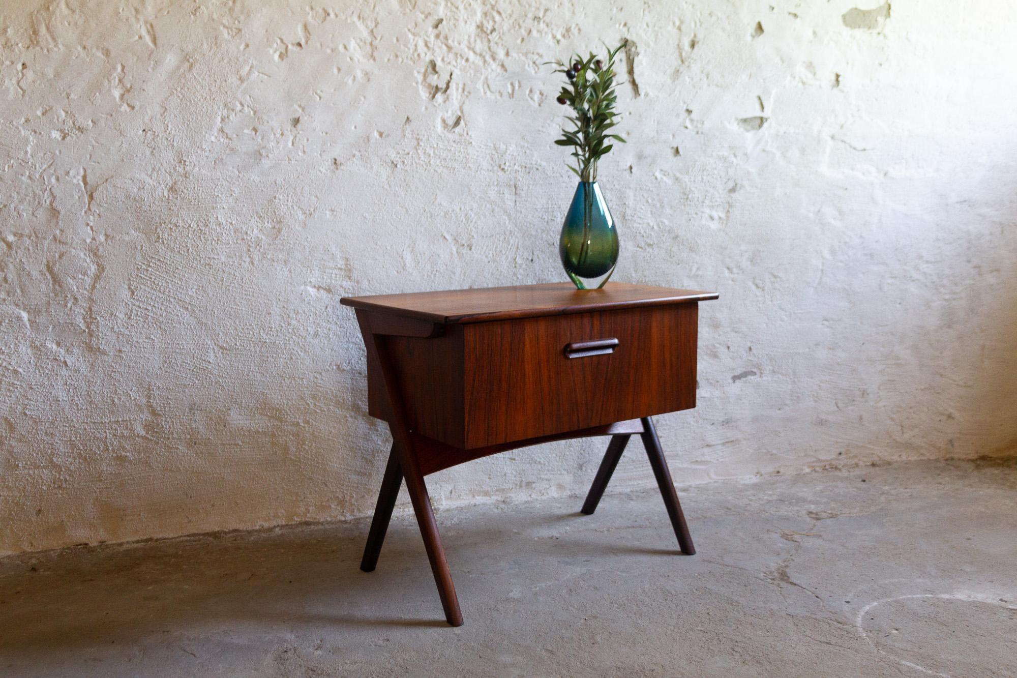 Vintage Danish Rosewood Sewing Table with Tilting Drawer, 1960s 14