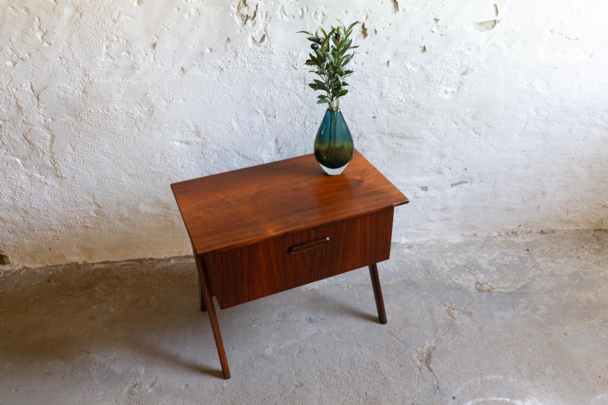 Vintage Danish Rosewood Sewing Table with Tilting Drawer, 1960s 15