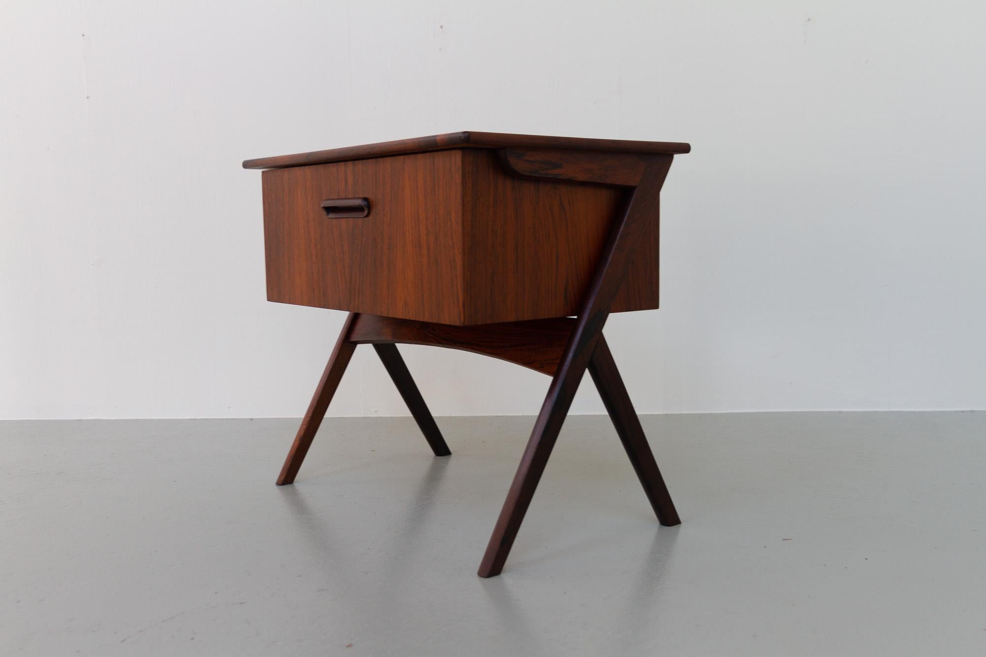 Vintage Danish Rosewood Sewing Table with Tilting Drawer, 1960s In Good Condition In Asaa, DK