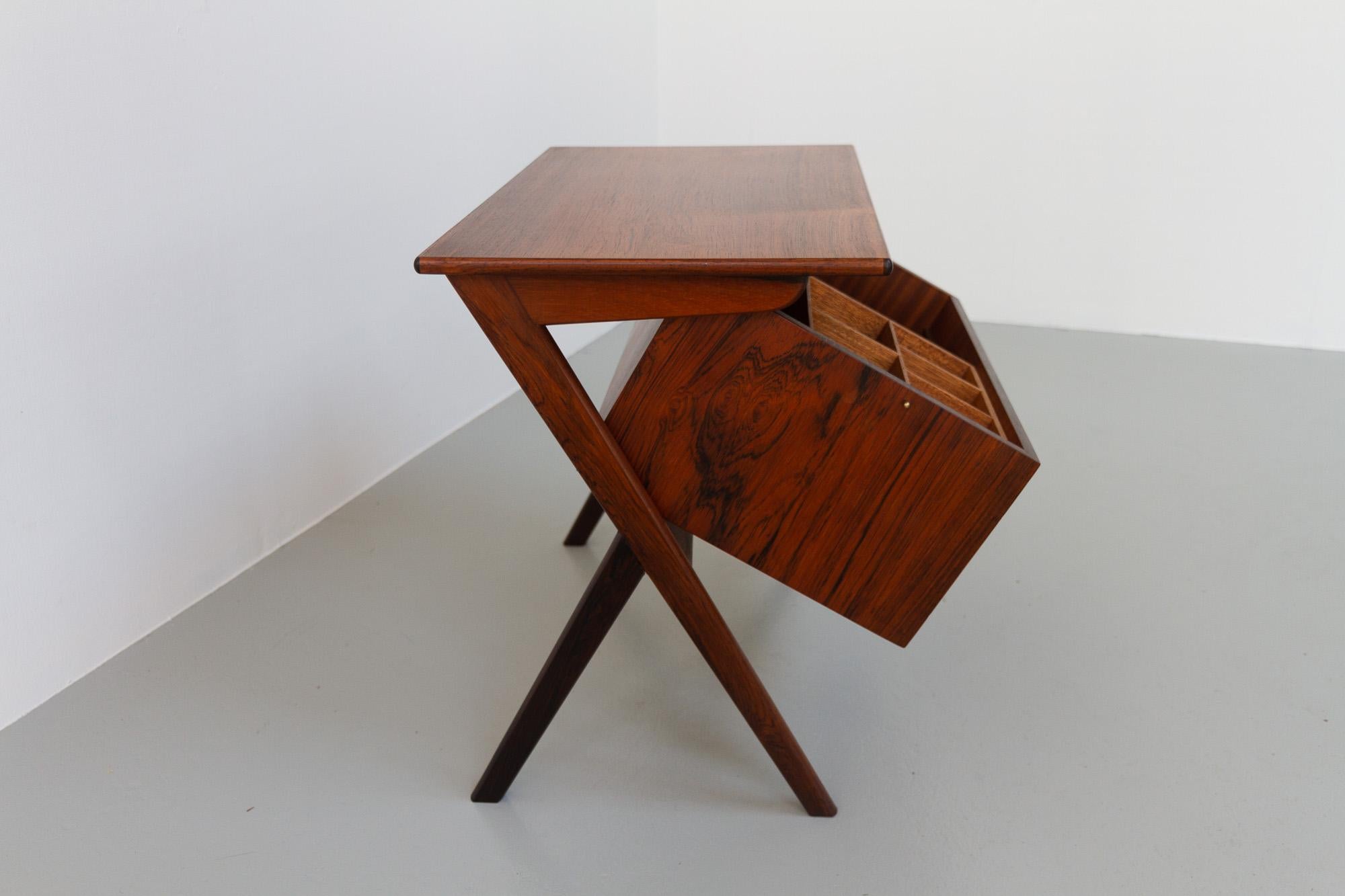 Vintage Danish Rosewood Sewing Table with Tilting Drawer, 1960s 4