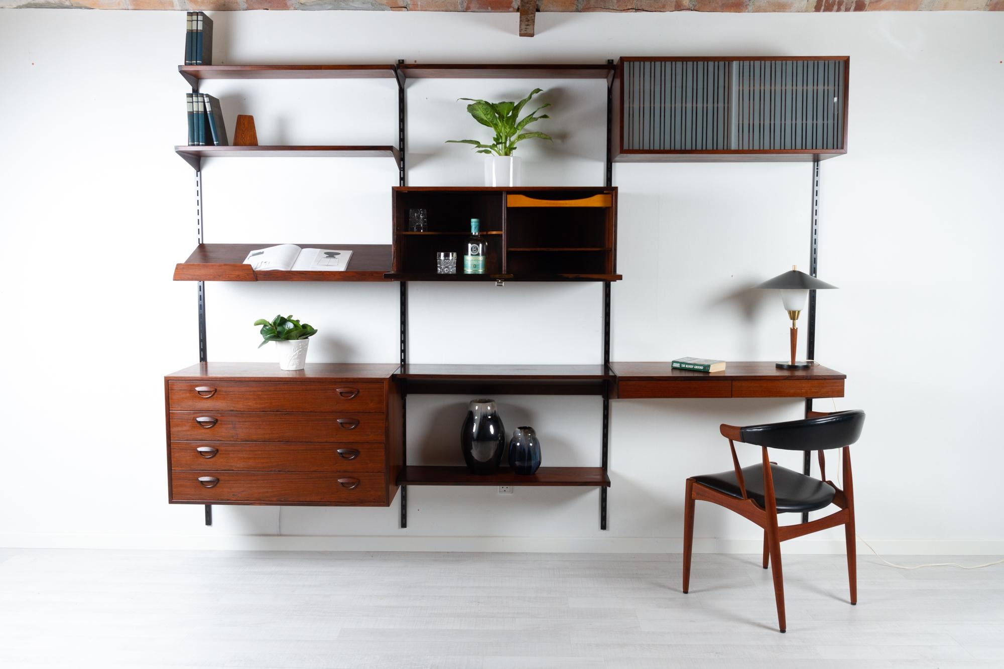 Vintage Danish Rosewood Wall Unit by Kai Kristiansen for FM 1960s 10