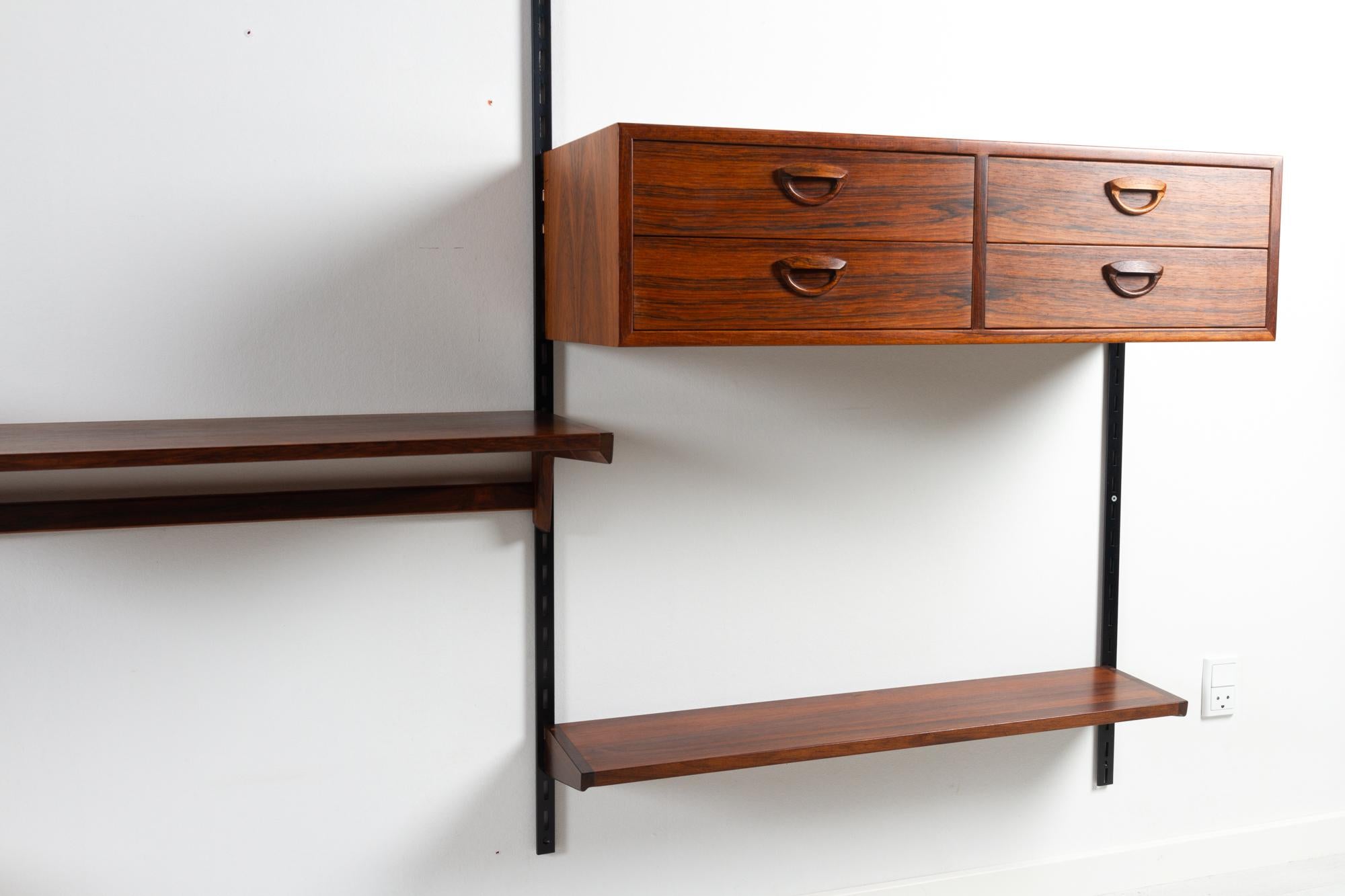 Vintage Danish Rosewood Wall Unit by Kai Kristiansen for FM 1960s In Good Condition In Asaa, DK