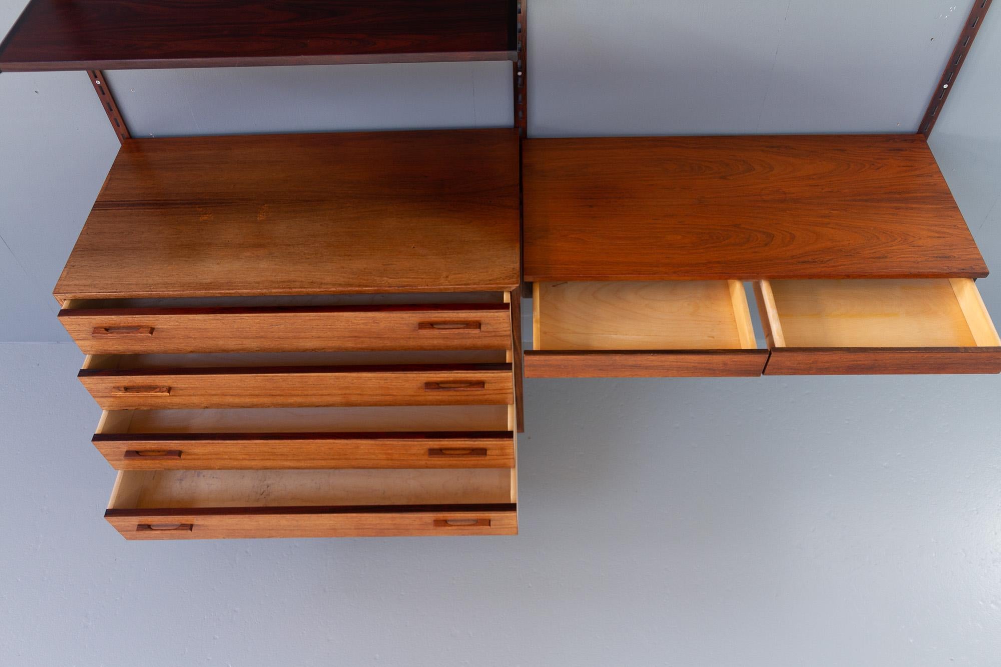 Vintage Danish Rosewood Wall Unit by Kai Kristiansen for FM, 1960s In Fair Condition In Asaa, DK