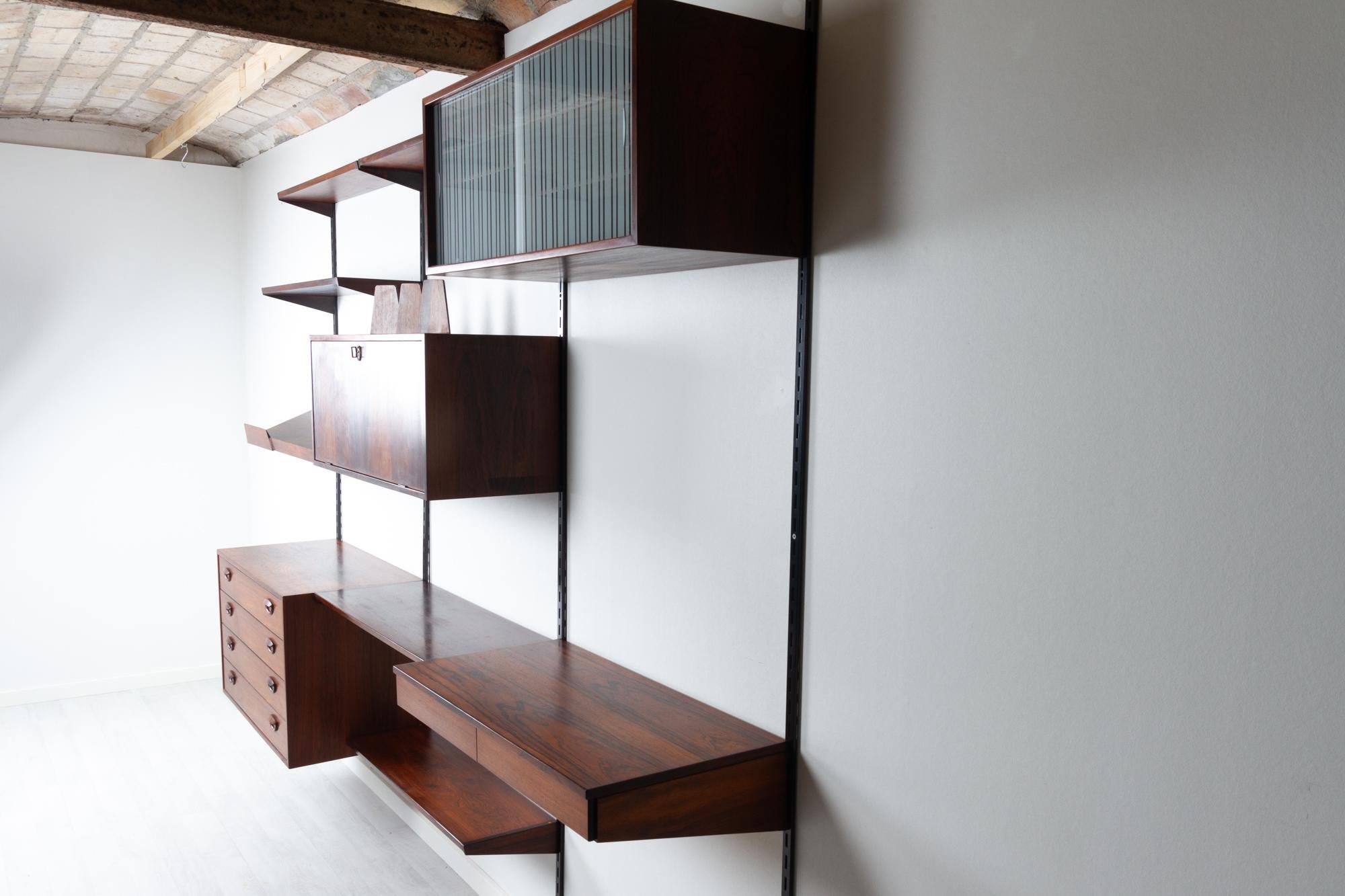 Mid-20th Century Vintage Danish Rosewood Wall Unit by Kai Kristiansen for FM 1960s