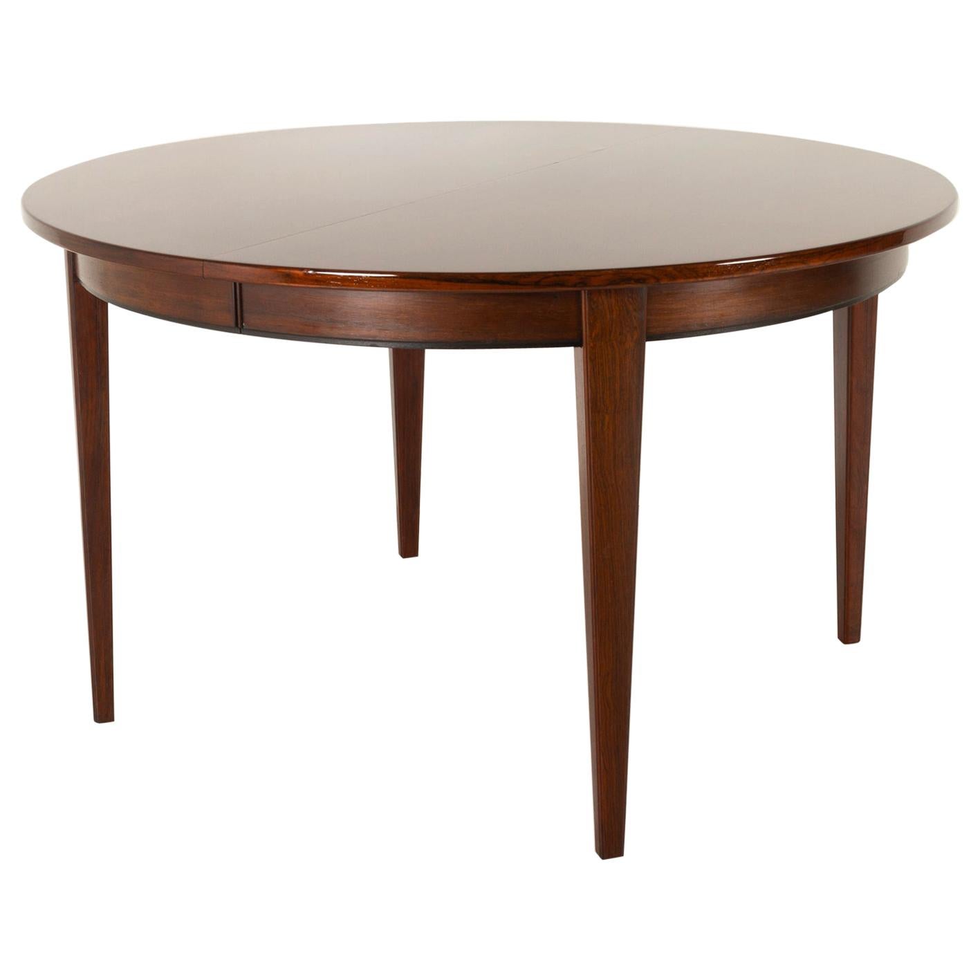 Vintage Danish Round Rosewood Dining Table Model 55 by Omann Jun, 1960s