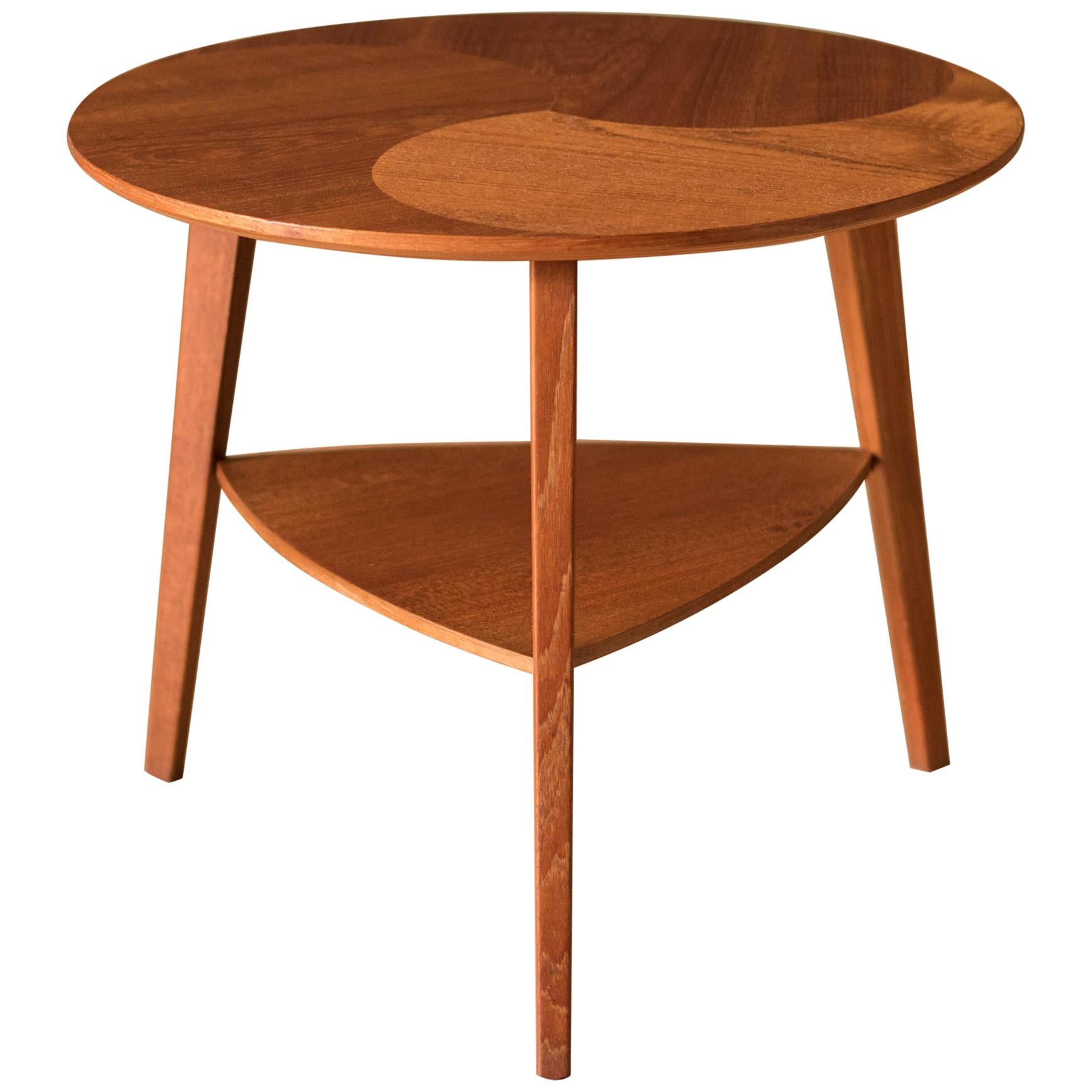 Vintage Danish Round Teak Side Table by Møbelintarsia