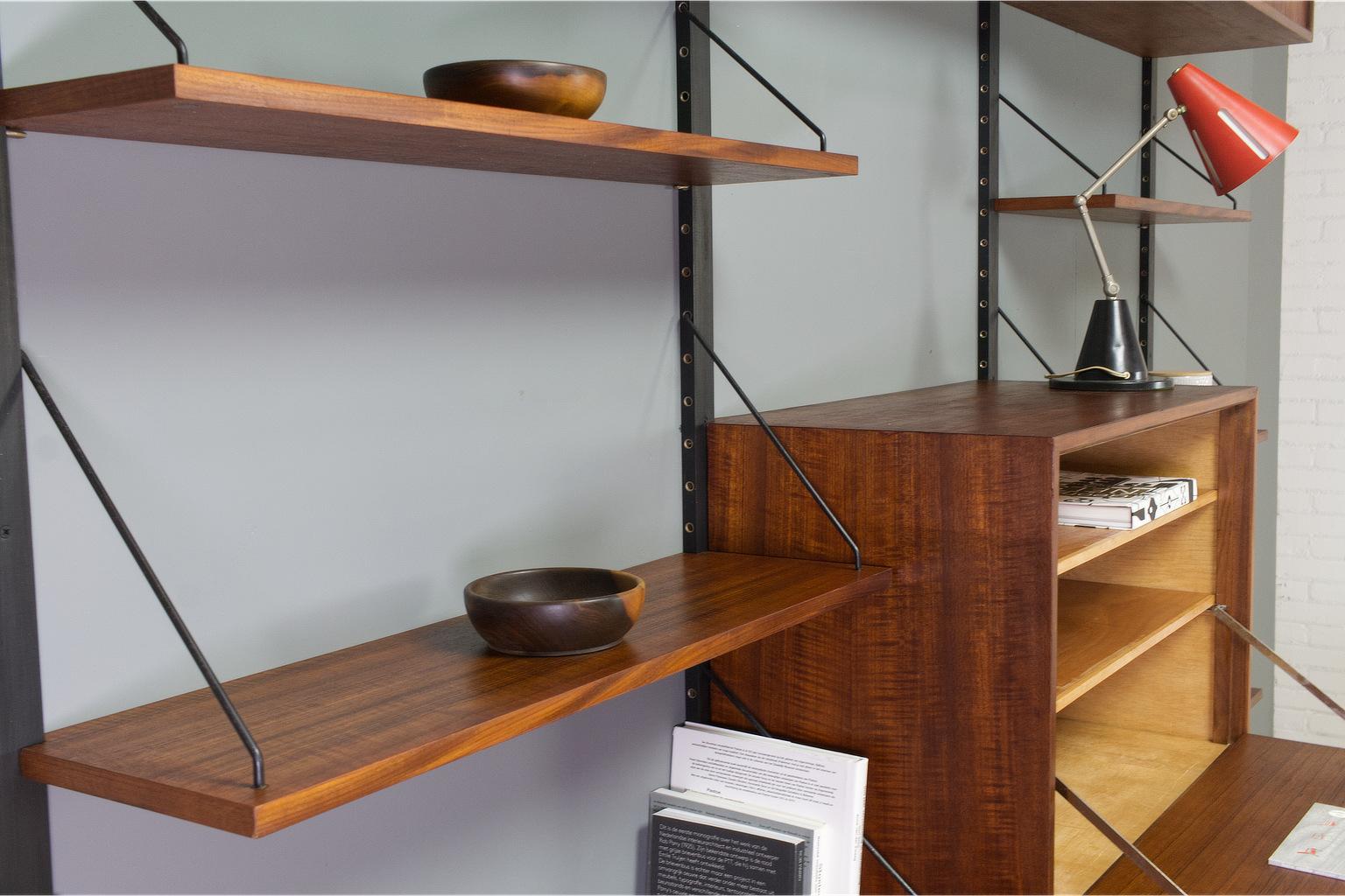 Mid-20th Century Vintage Danish Royal Wall Mounted Shelving System in Teak by Poul Cadovius