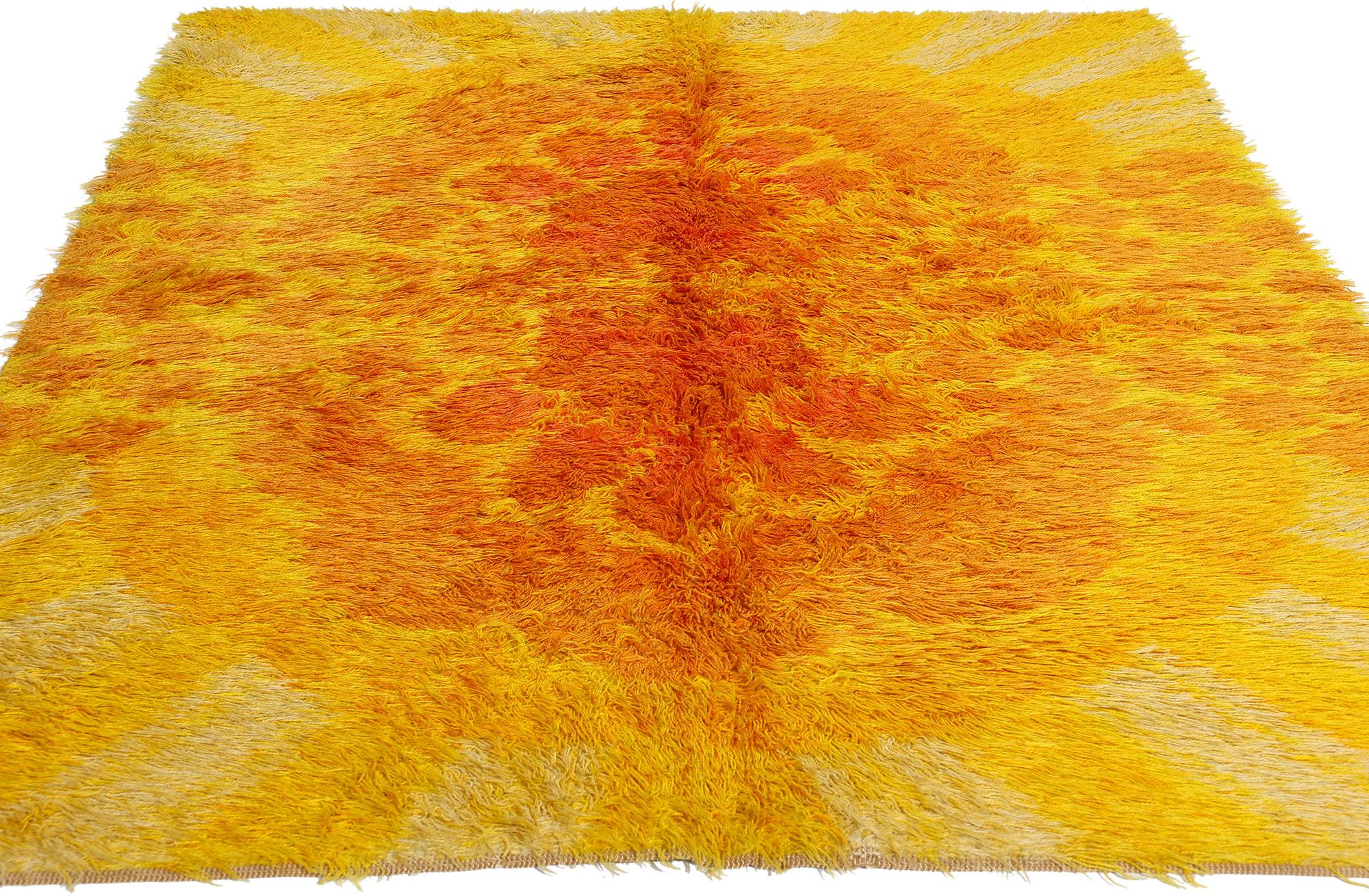 Alfombra Rya Danesa Vintage Escandinava Moderna Ege Taepper Sunburst Escandinavo moderno en venta