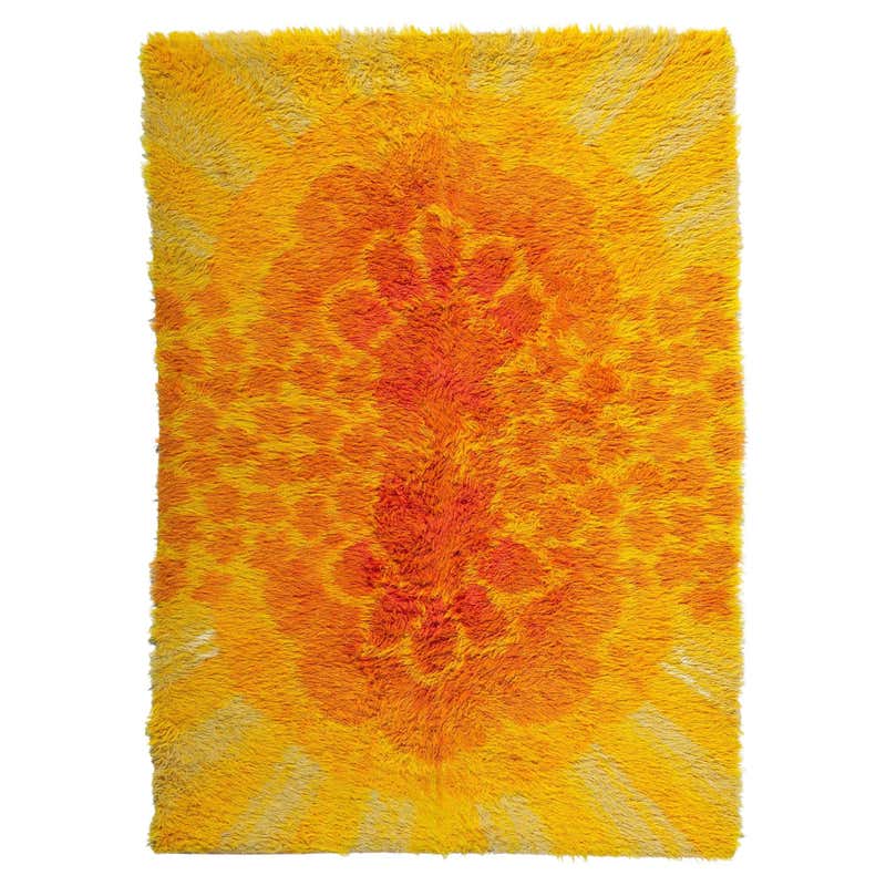 Abstract Red Rya Rug For Sale at 1stDibs