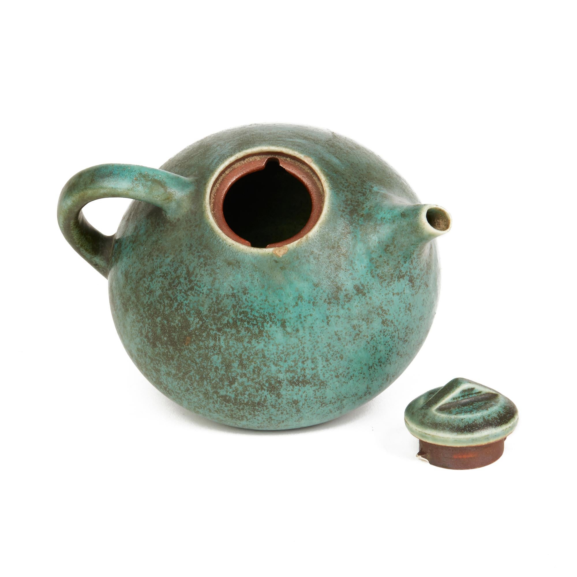 Scandinavian Modern Vintage Danish Saxbo Eva Stæhr-nielsen Green Art Pottery Teapot