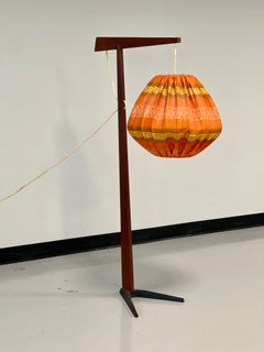 Vintage Danish Sculptural Teak & Iron Floor Lamp