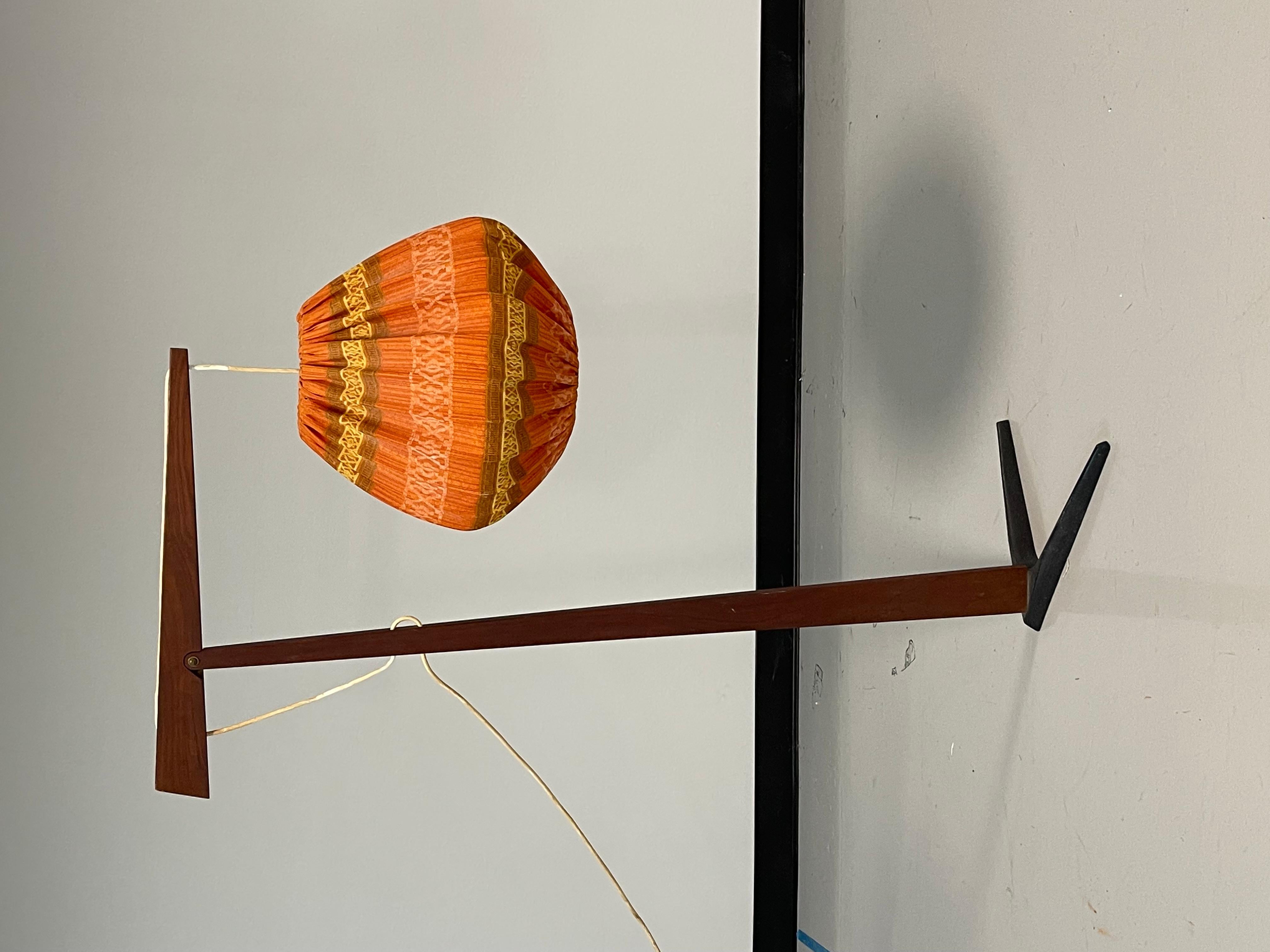 Vintage Danish Sculptural Teak & Iron Floor Lamp In Good Condition For Sale In Toronto, CA