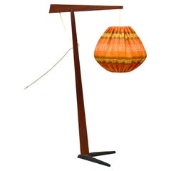 Vintage Danish Sculptural Teak & Iron Floor Lamp