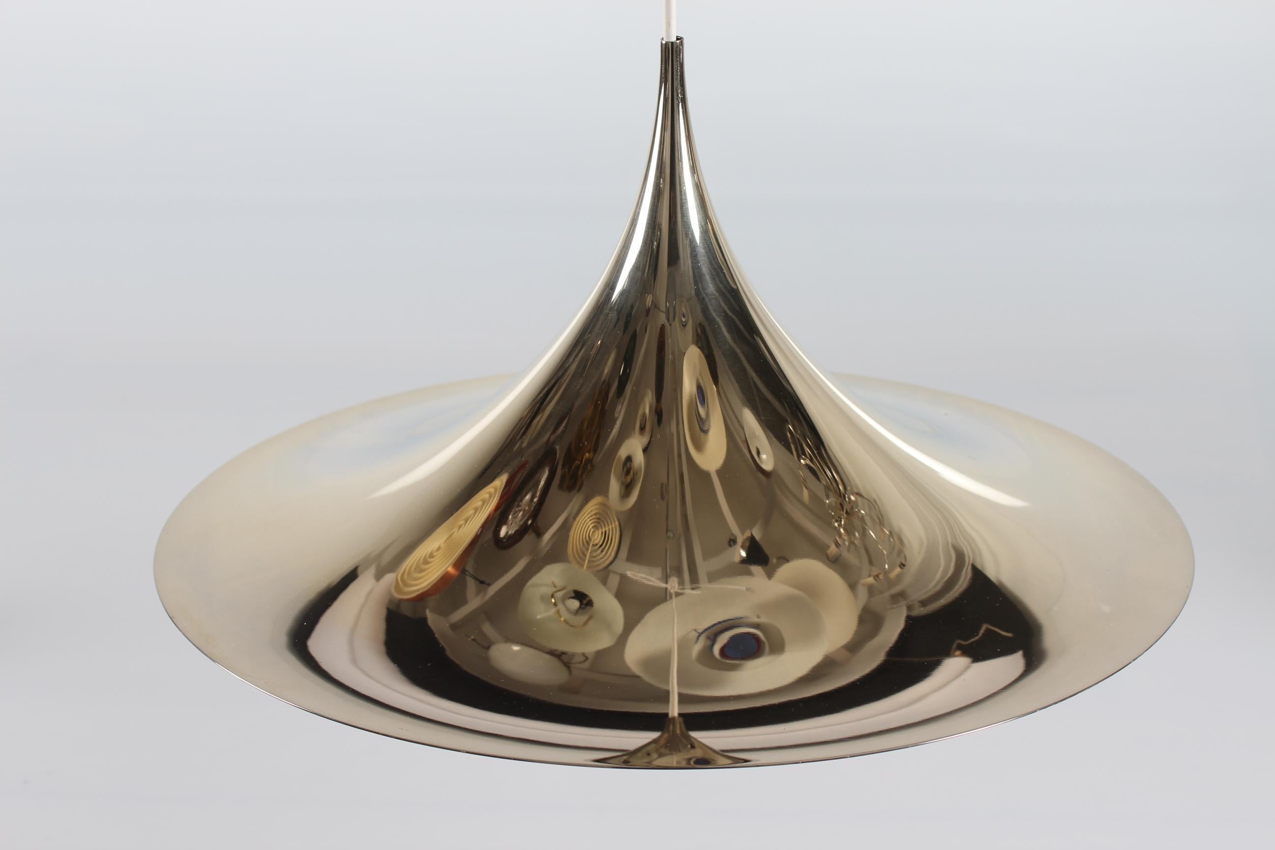 Mid-Century Modern Vintage Danish Semi Brass Pendant Lamp by Claus Bonderup for Fog & Mørup, 1960s