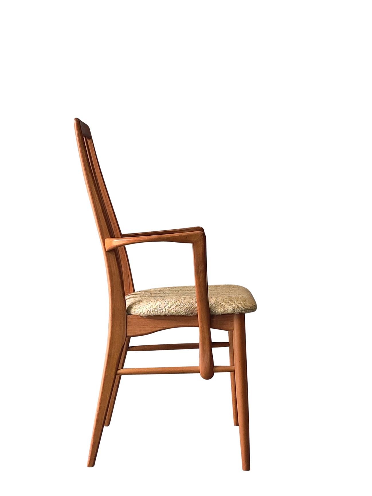 Mid-20th Century Vintage Danish Set of Six Teak Eva Dining Chairs by Niels Koefoed 2 Arms 4 Sides