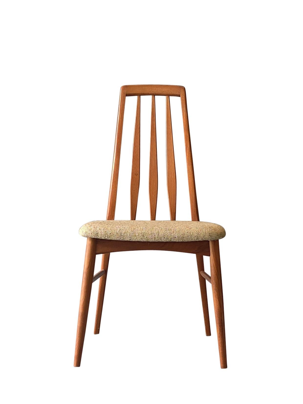 Upholstery Vintage Danish Set of Six Teak Eva Dining Chairs by Niels Koefoed 2 Arms 4 Sides