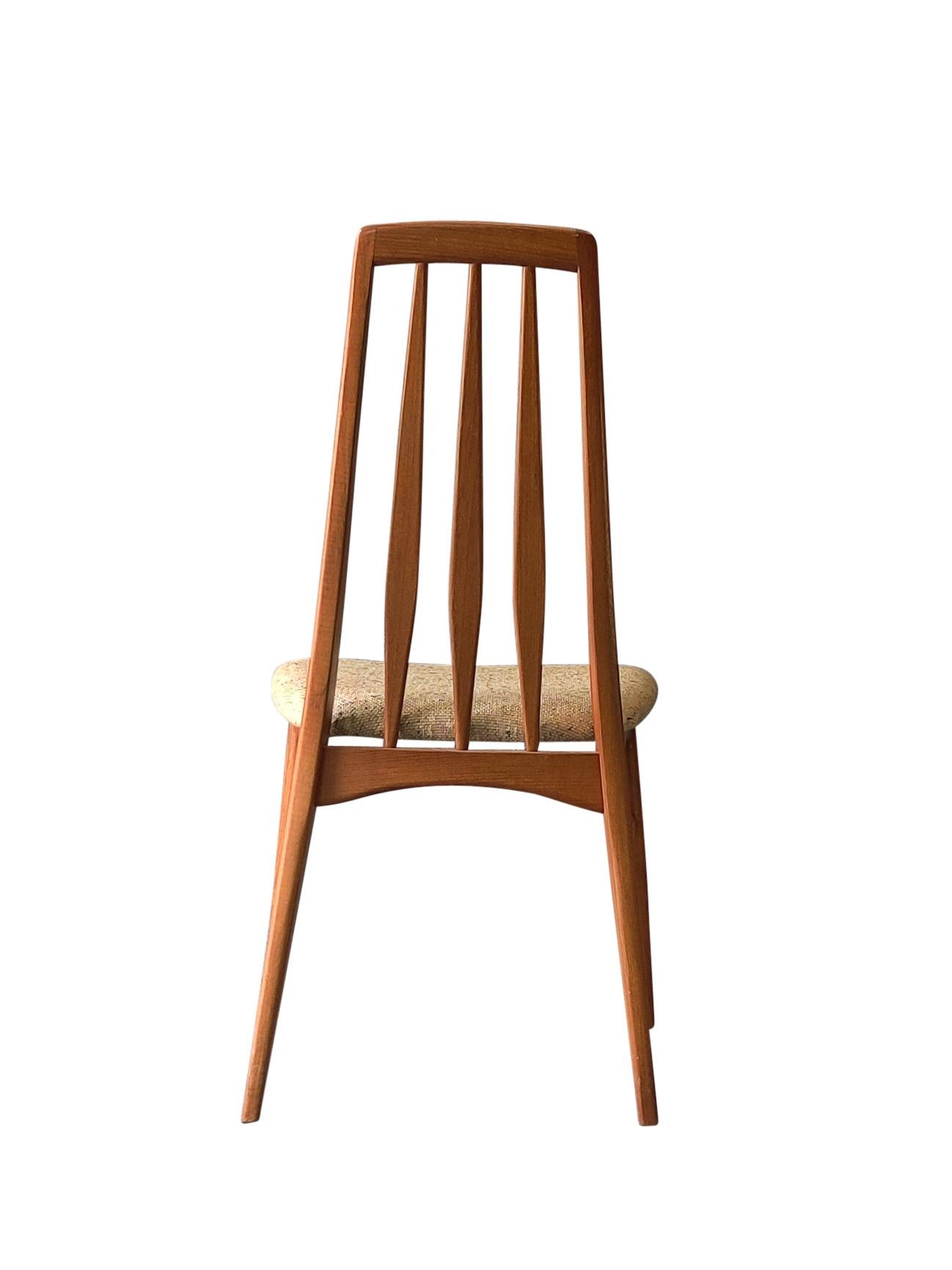 Vintage Danish Set of Six Teak Eva Dining Chairs by Niels Koefoed 2 Arms 4 Sides 2