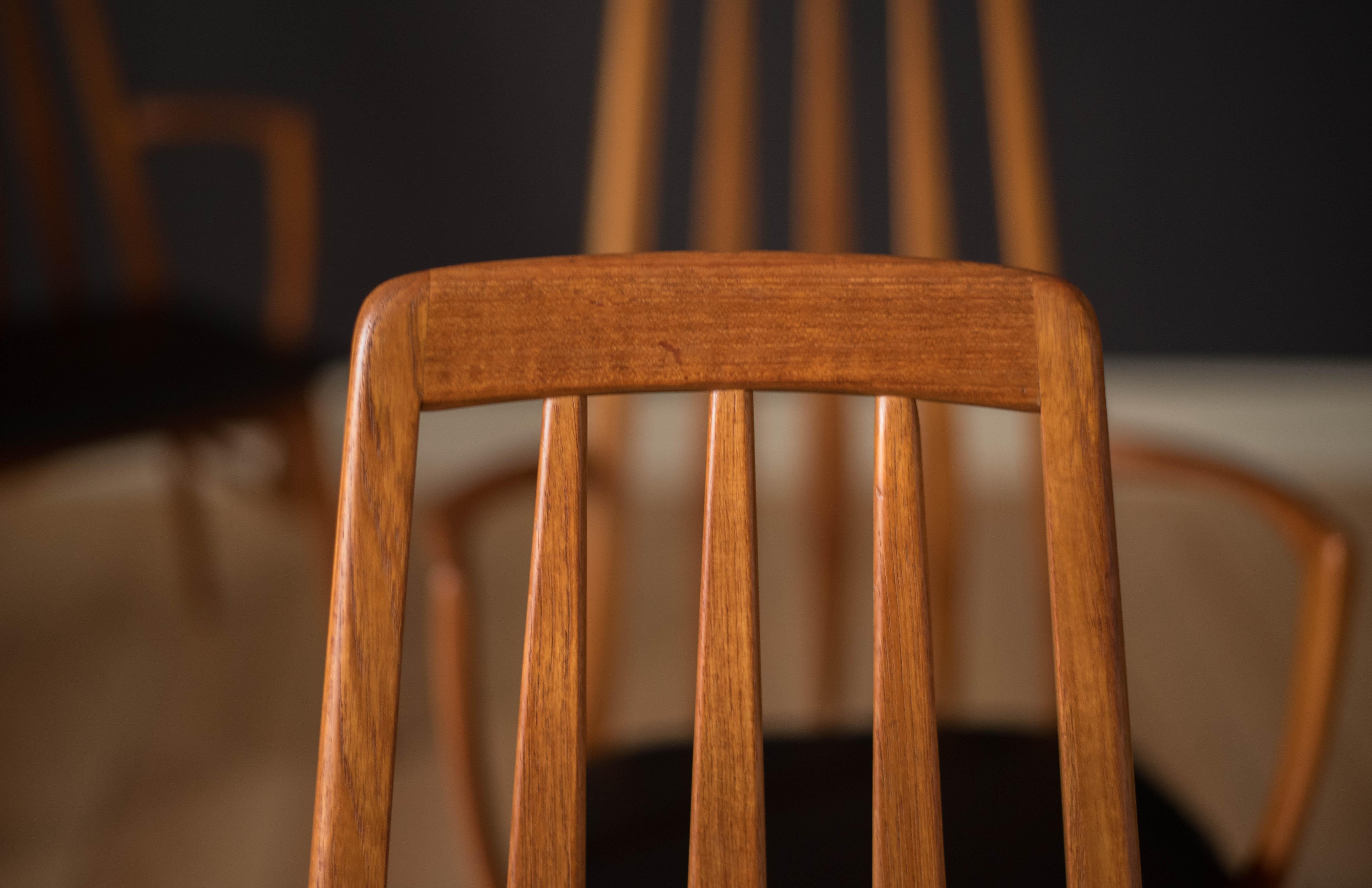 Vintage Danish Set of Six Teak Eva Dining Chairs by Niels Koefoed 5