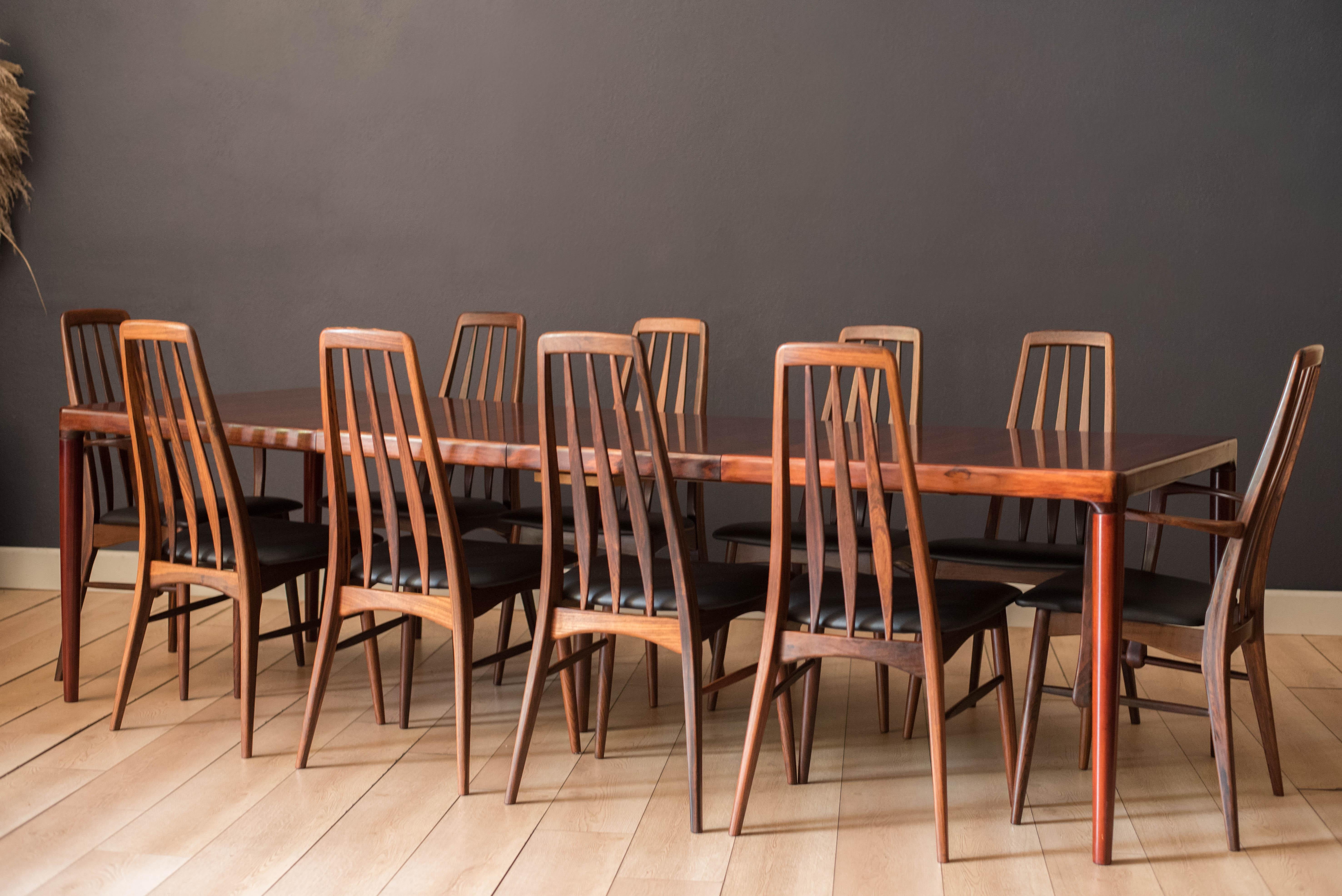 Scandinavian Modern Vintage Danish Set of Ten Rosewood Eva Dining Chairs by Niels Koefoed For Sale