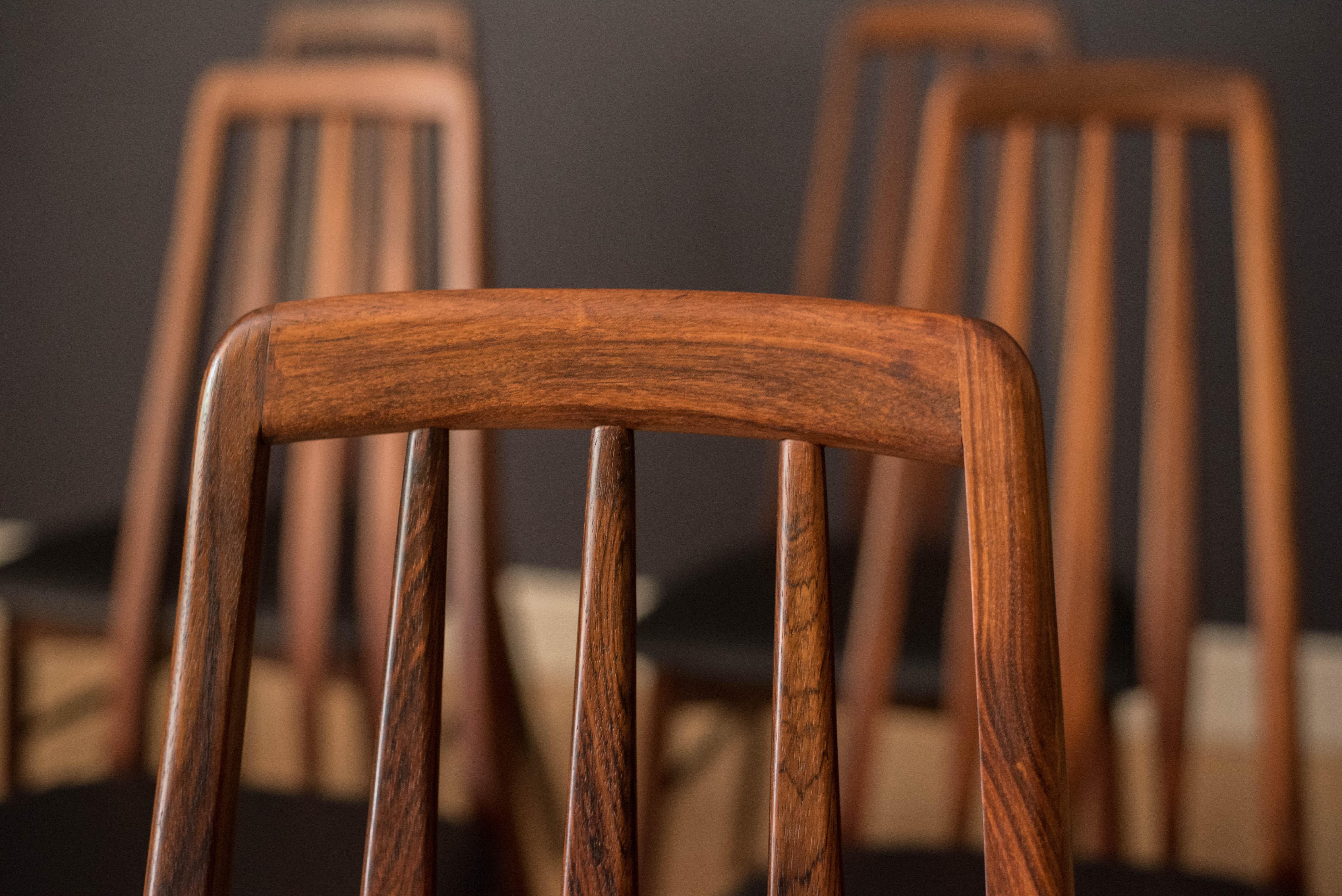 Mid-20th Century Vintage Danish Set of Ten Rosewood Eva Dining Chairs by Niels Koefoed For Sale