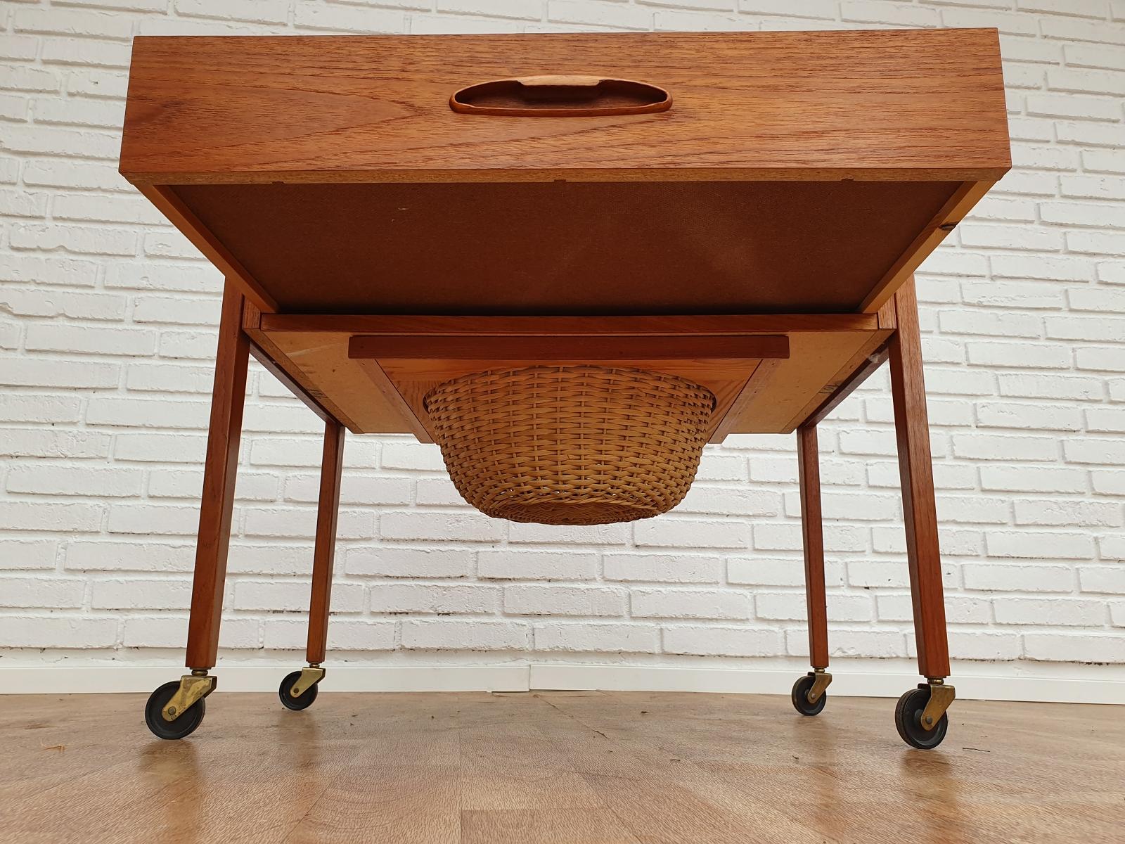 Vintage Danish Sewing Table, Teak Wood, 1960s 6