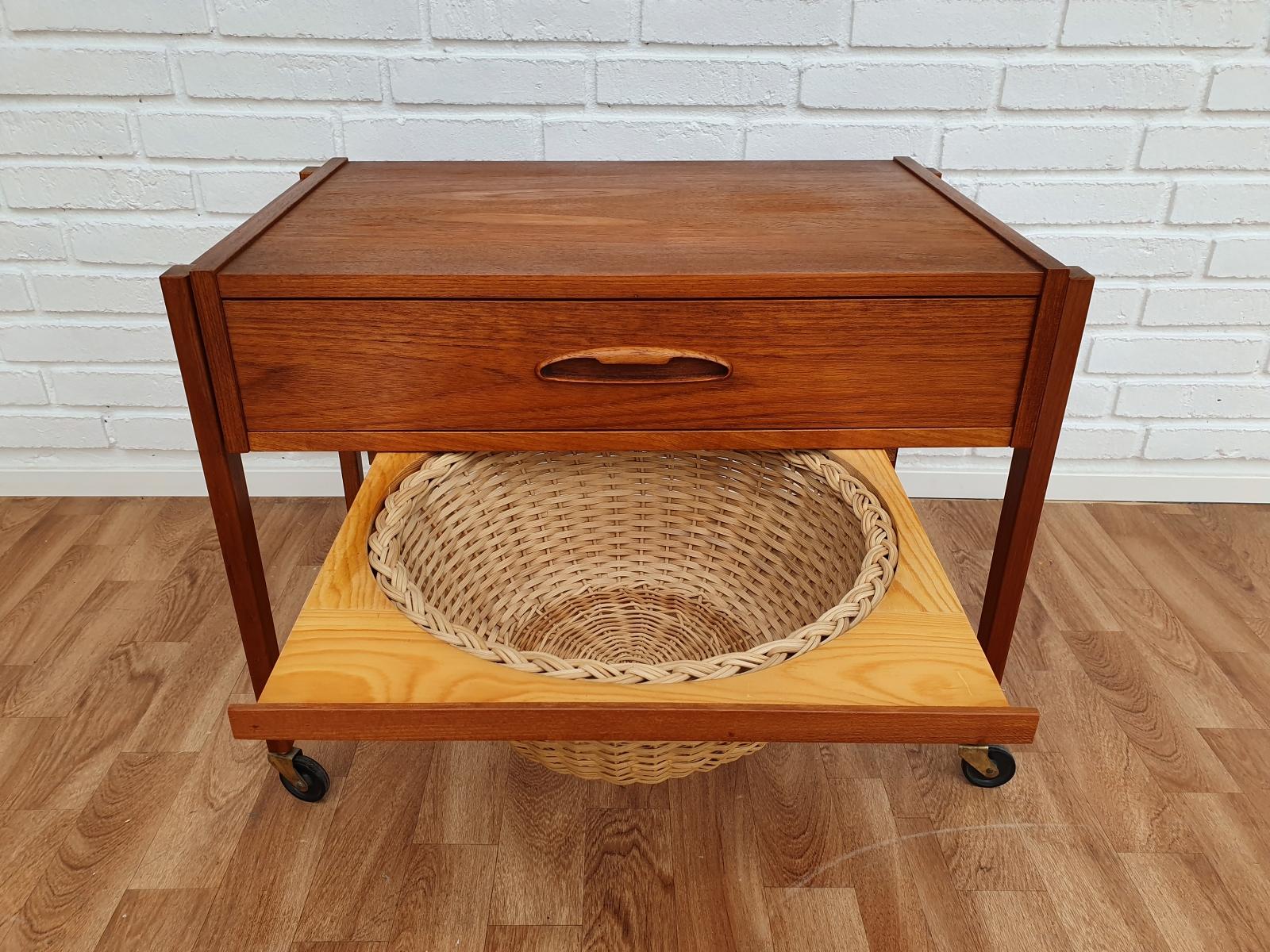 Scandinavian Modern Vintage Danish Sewing Table, Teak Wood, 1960s