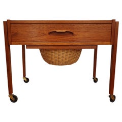 Vintage Danish Sewing Table, Teak Wood, 1960s Vintage Danish Sewing Table, Teak Wood, 1960s