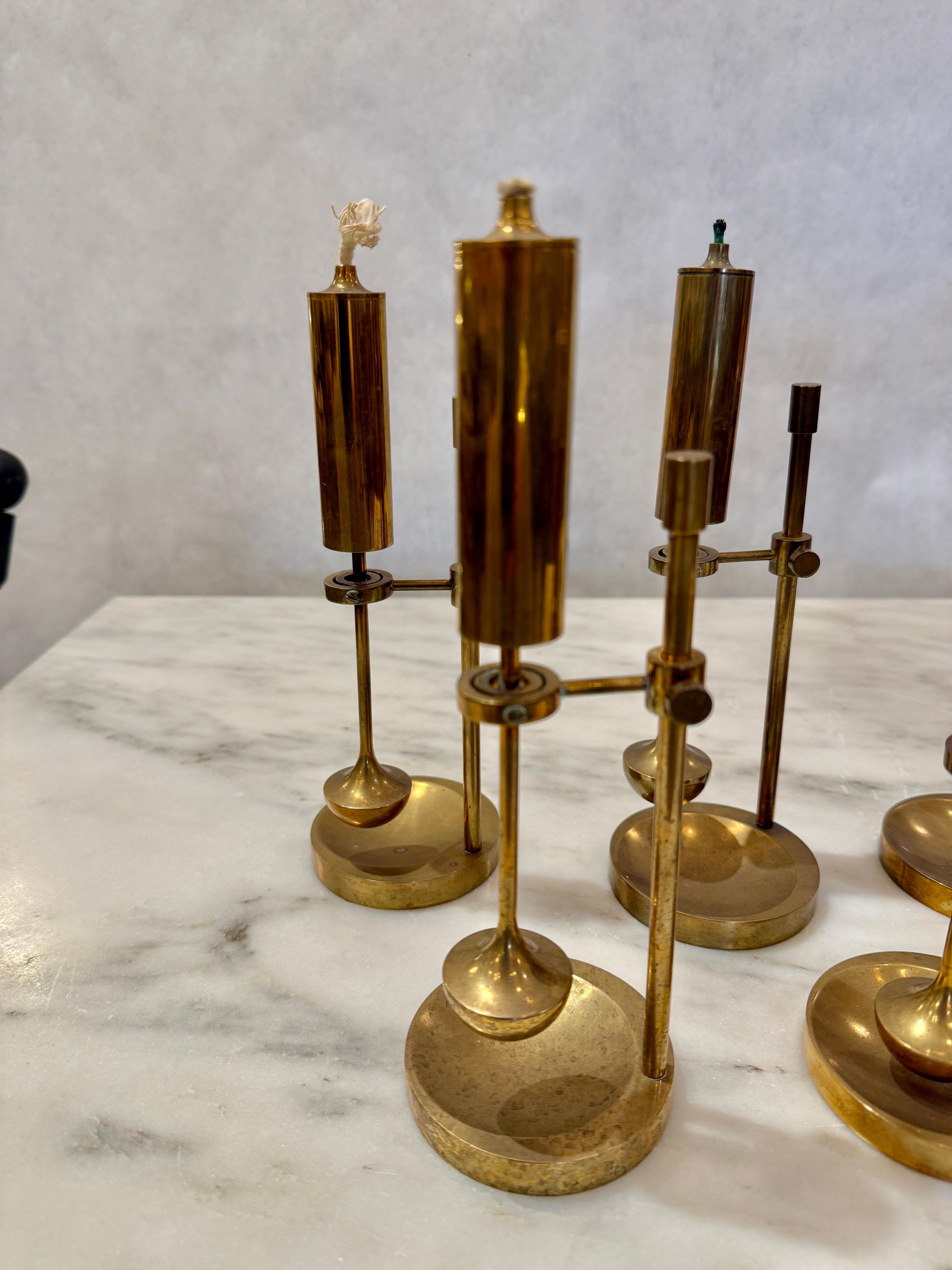 Vintage Danish Ship Brass Oil Lamps by Ilse Ammonsen (8 Avail - Priced Each) In Good Condition For Sale In North Miami, FL