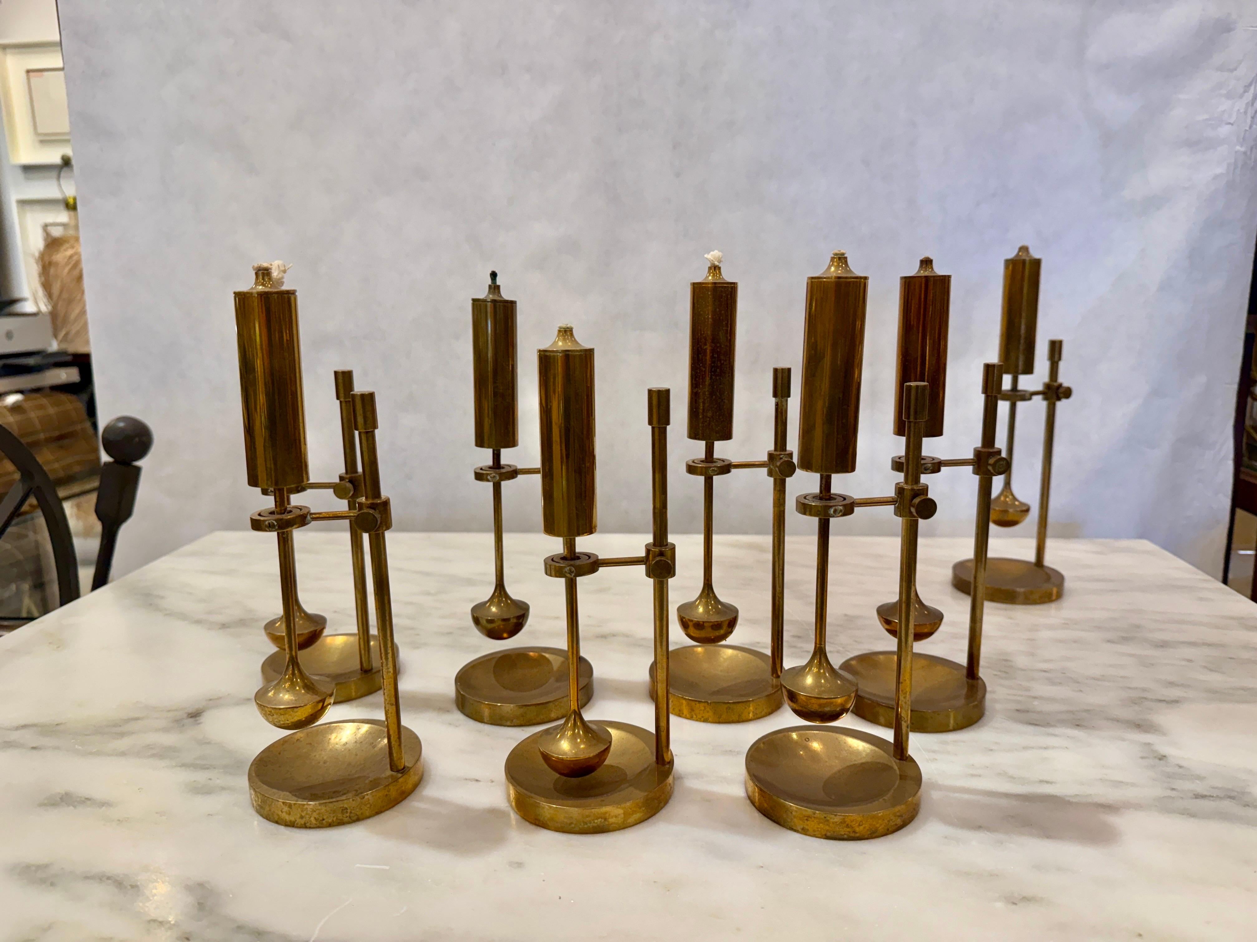 Late 20th Century Vintage Danish Ship Brass Oil Lamps by Ilse Ammonsen (8 Avail - Priced Each) For Sale