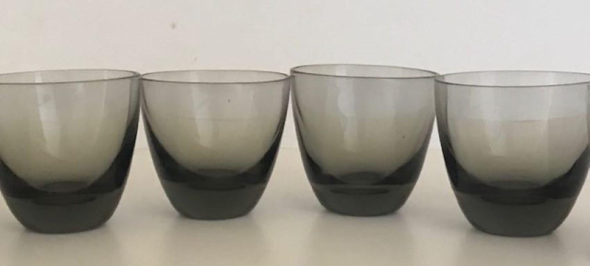 Vintage Danish Shot Glasses Attributed to Per Lutken for Holmegaard- Set of 6 In Good Condition For Sale In Ross, CA