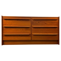 Vintage Danish Six-Drawer Teak Dresser w/ Sculpted Handles