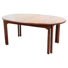 Vintage Danish Skovby 8 Leg Rosewood Extendable Round Dining Table with 3 Leaves