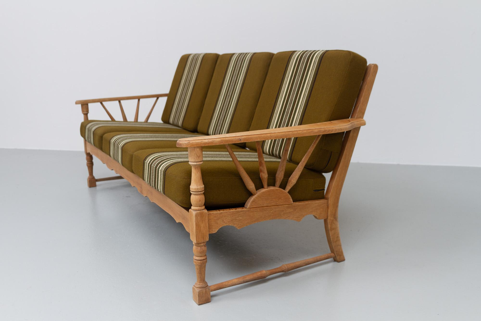 Mid-20th Century Vintage Danish Sofa in Oak, 1960s. For Sale