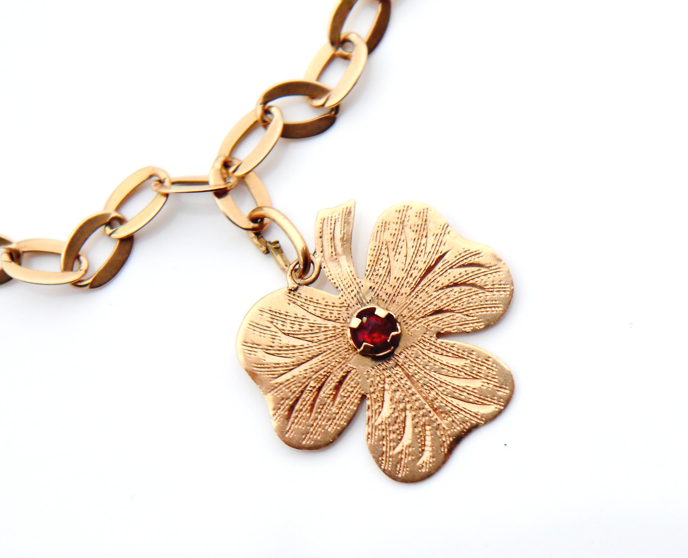 Vintage Danish solid 14/18k Gold 5 Charms Mix Bracelet / 18cm / 11.4 grams For Sale 3