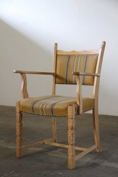 Vintage Danish Solid Oak Brutalist Armchair, Henning Kjærnulf style, 1960s