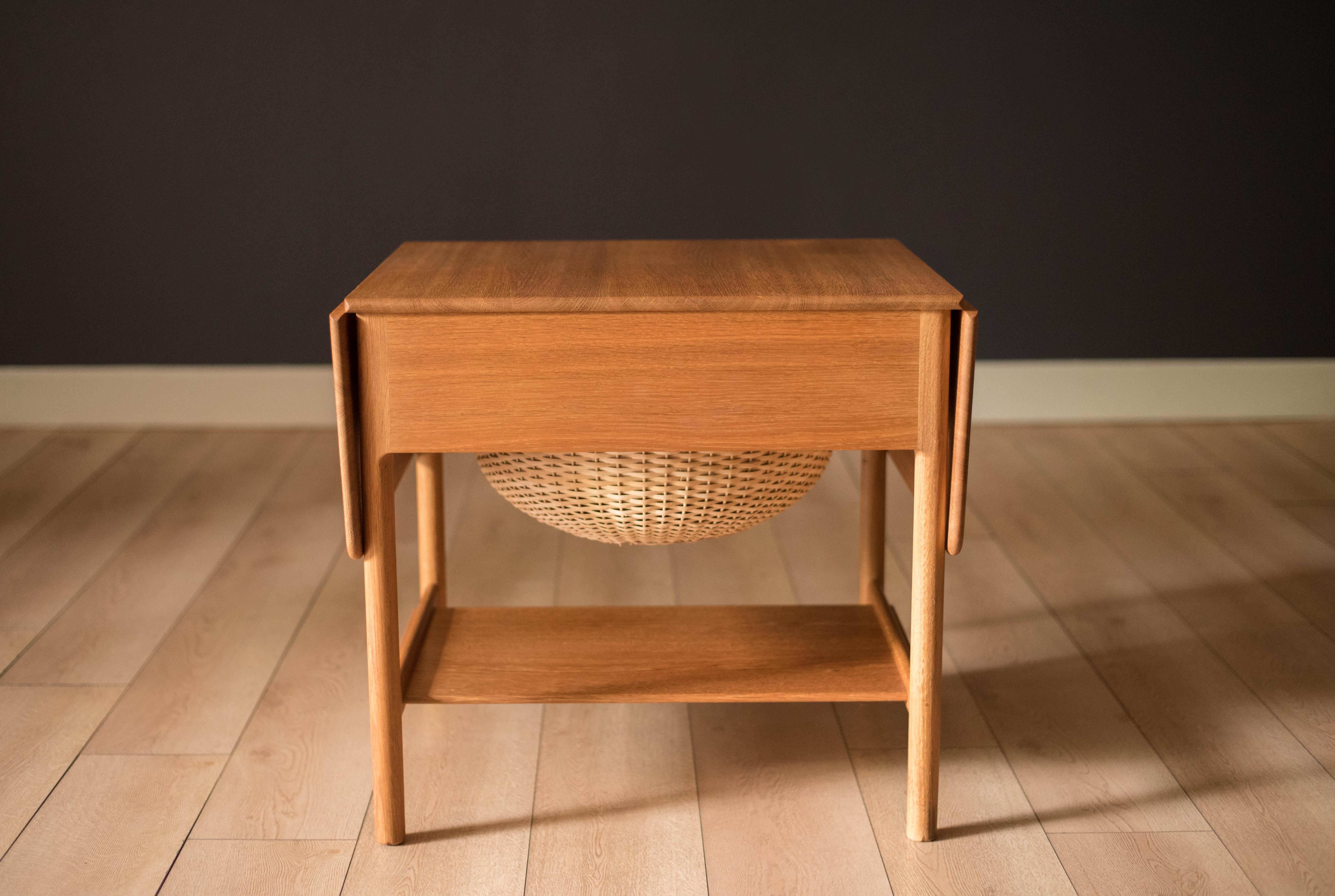 Vintage Danish Solid Oak Extendable Sewing Table by Hans J. Wegner 5