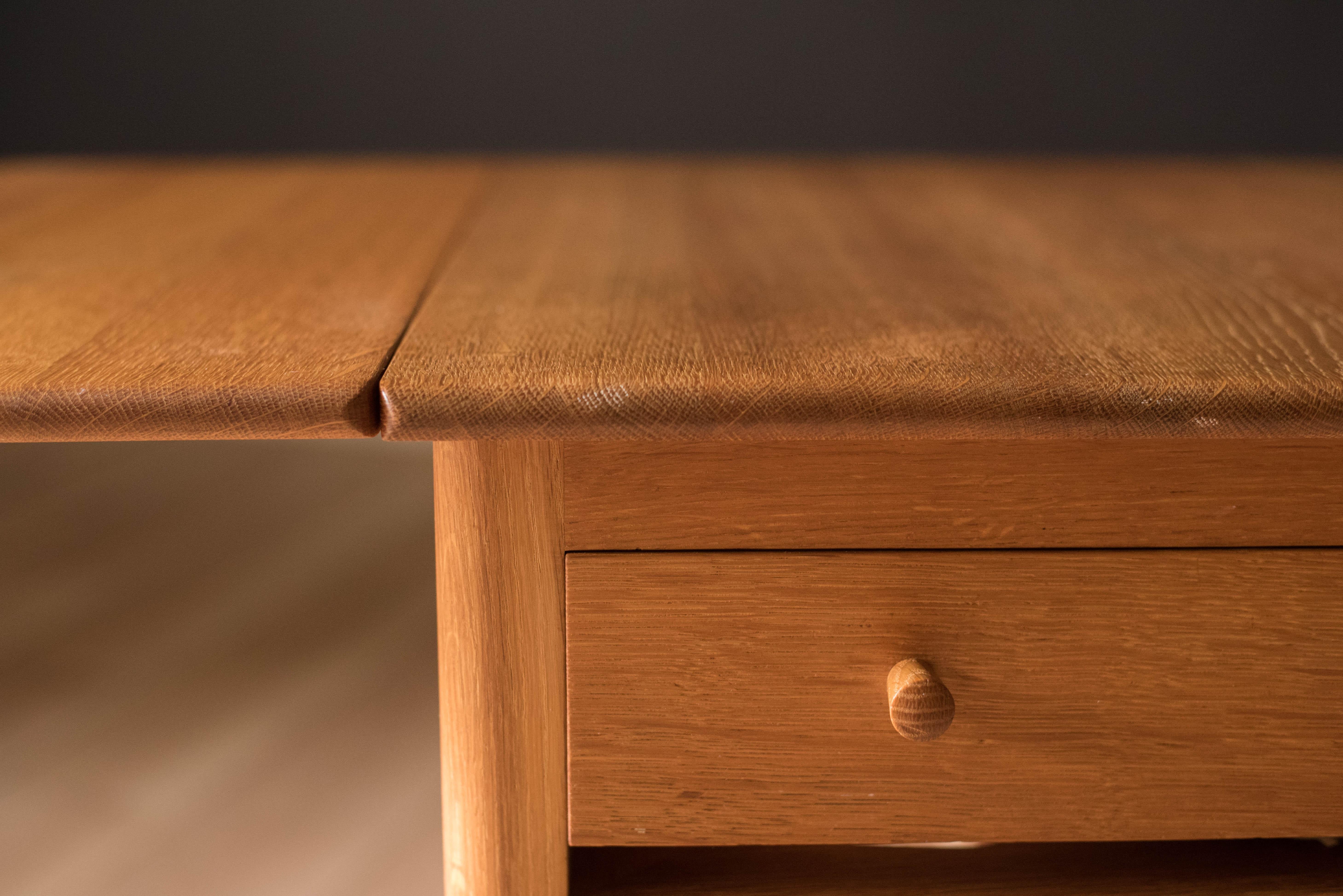 Vintage Danish Solid Oak Extendable Sewing Table by Hans J. Wegner 6