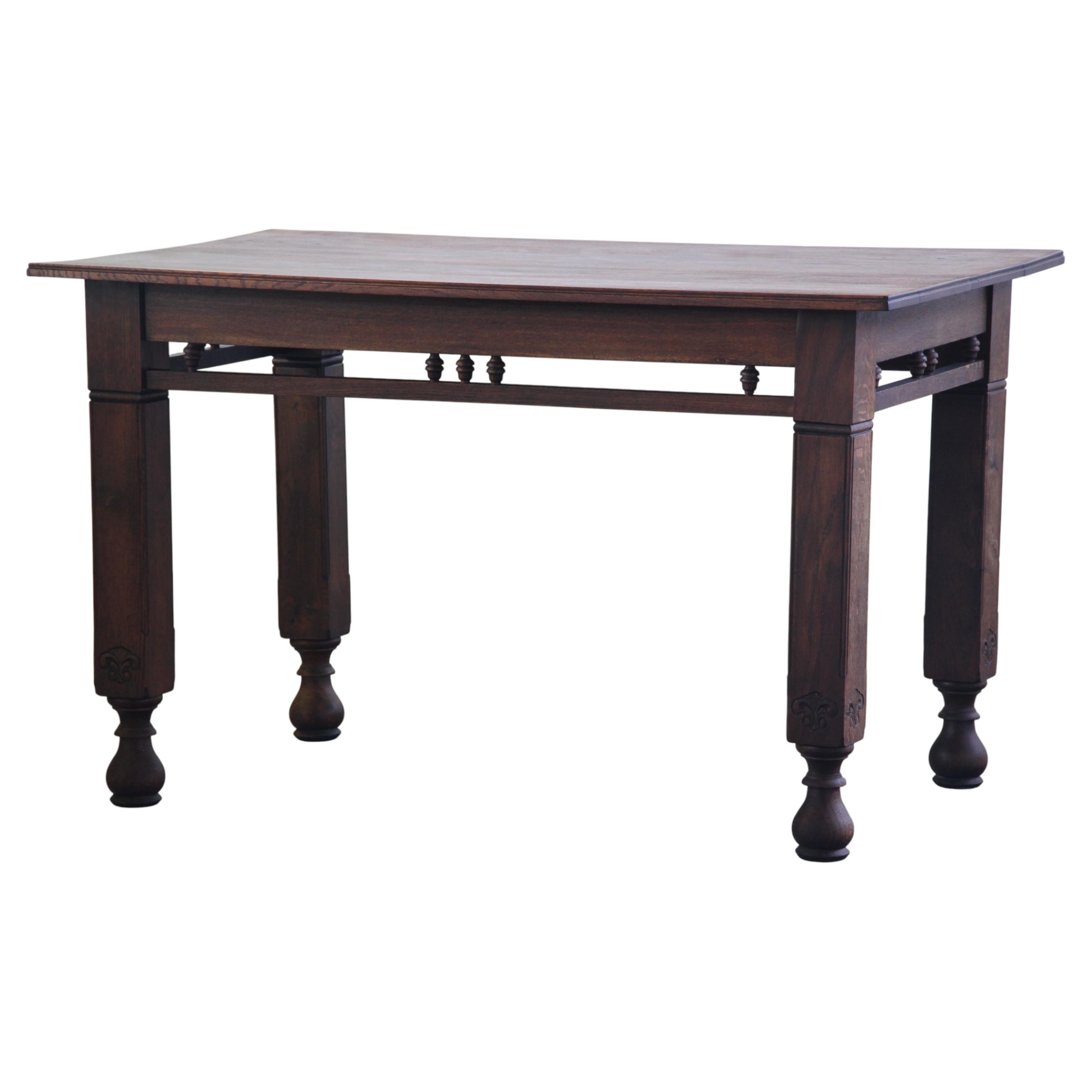 Vintage Danish Solid Oak Farmhouse Table, early 20th century