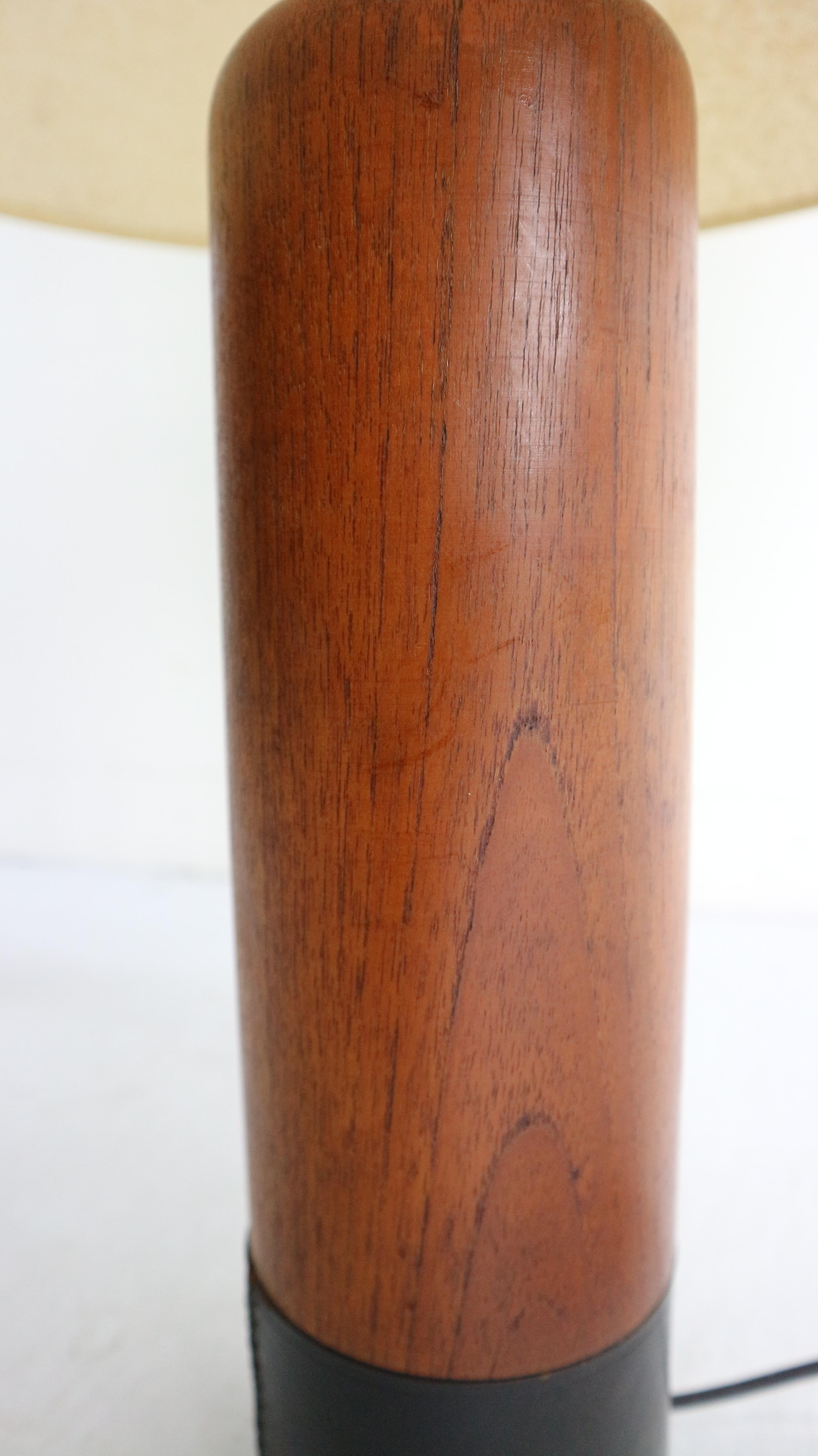 Vintage Danish Solid Teak and Leather Table Lamp from ESA, 1960s 1
