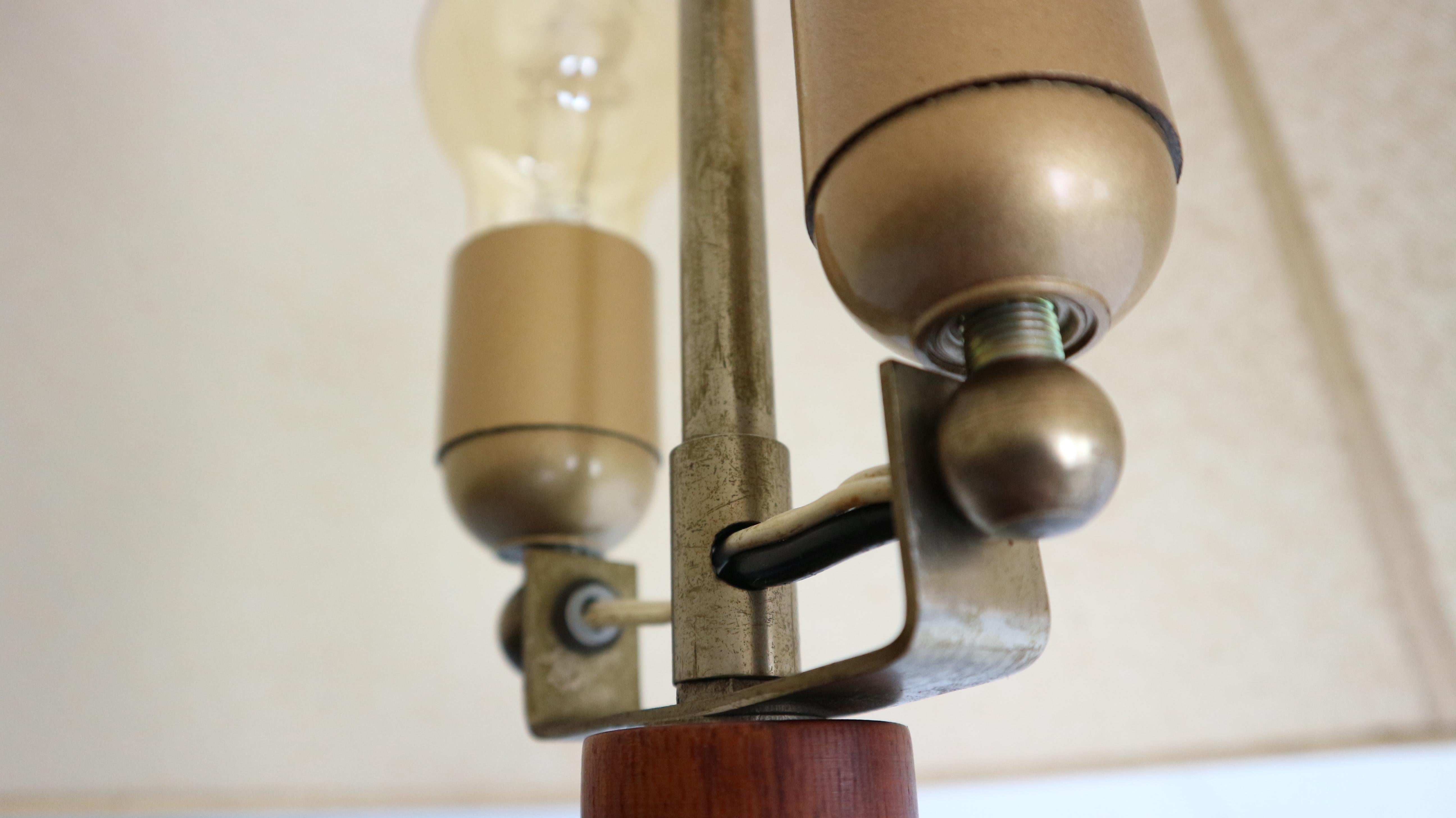 Vintage Danish Solid Teak and Leather Table Lamp from ESA, 1960s 9