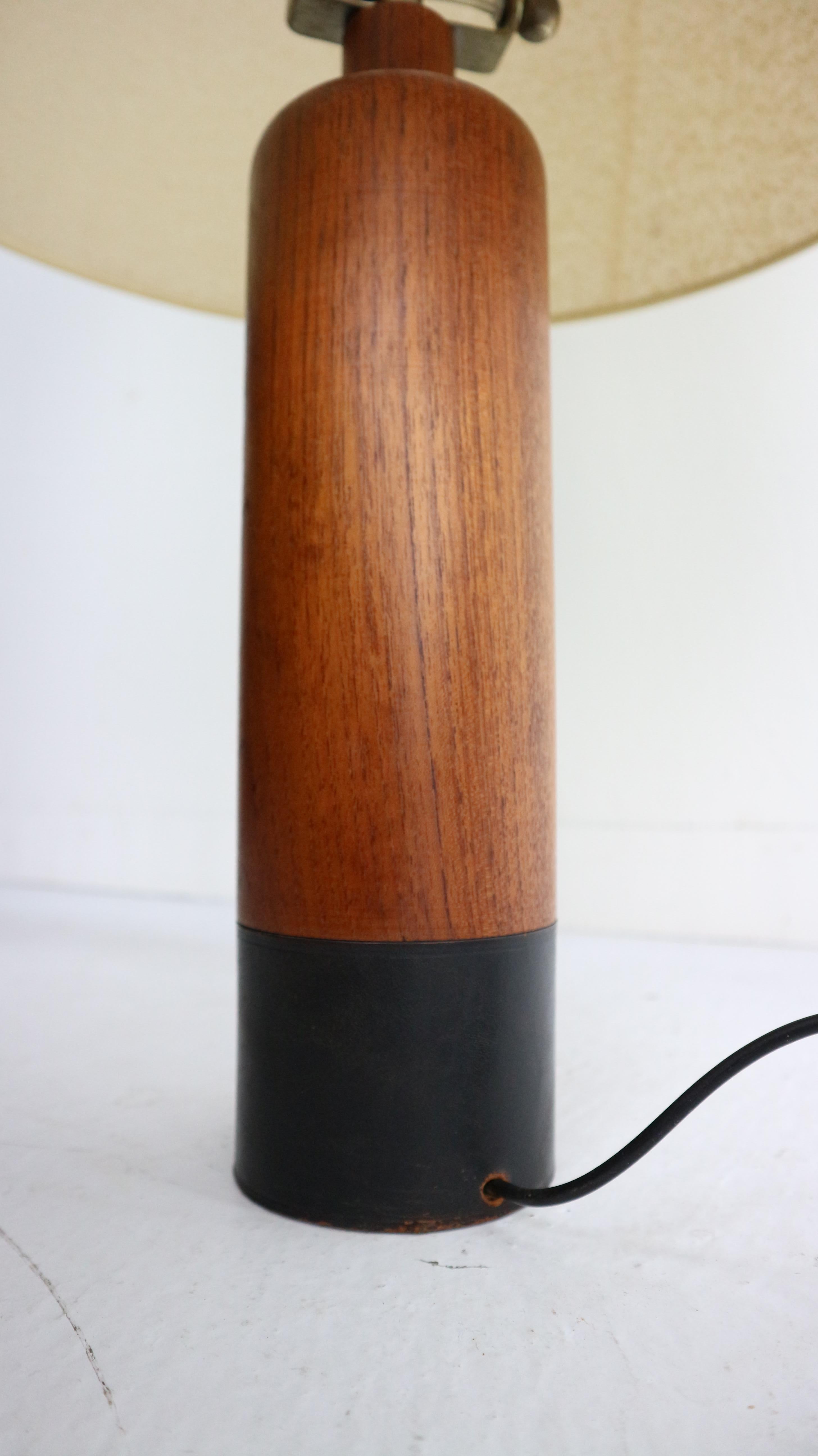 Mid-20th Century Vintage Danish Solid Teak and Leather Table Lamp from ESA, 1960s